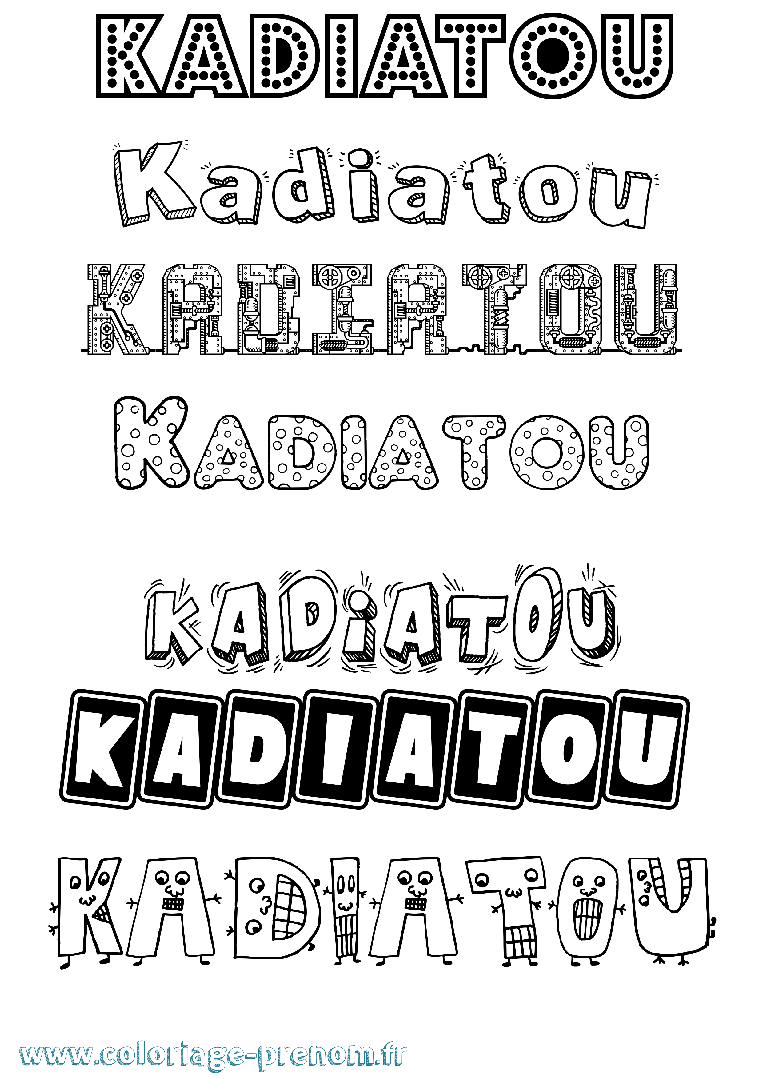 Coloriage prénom Kadiatou Fun
