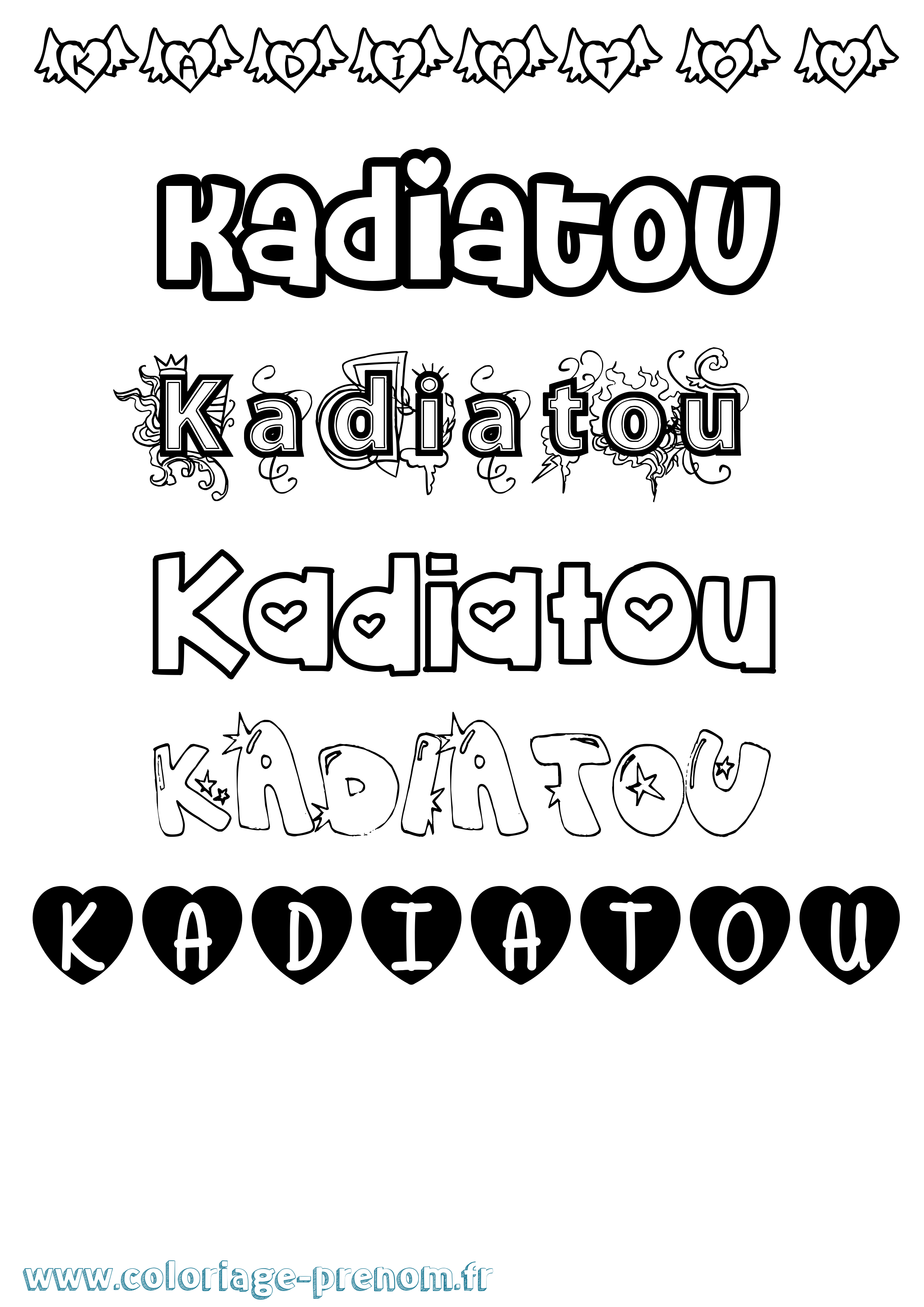 Coloriage prénom Kadiatou Girly