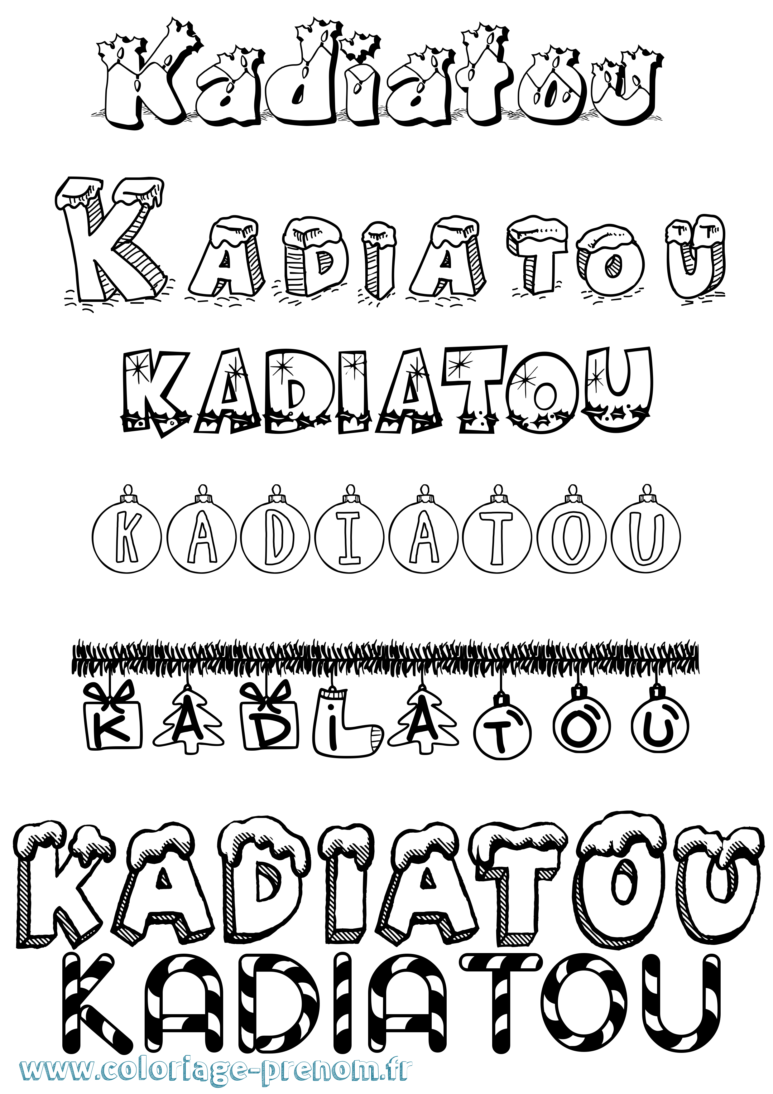 Coloriage prénom Kadiatou Noël