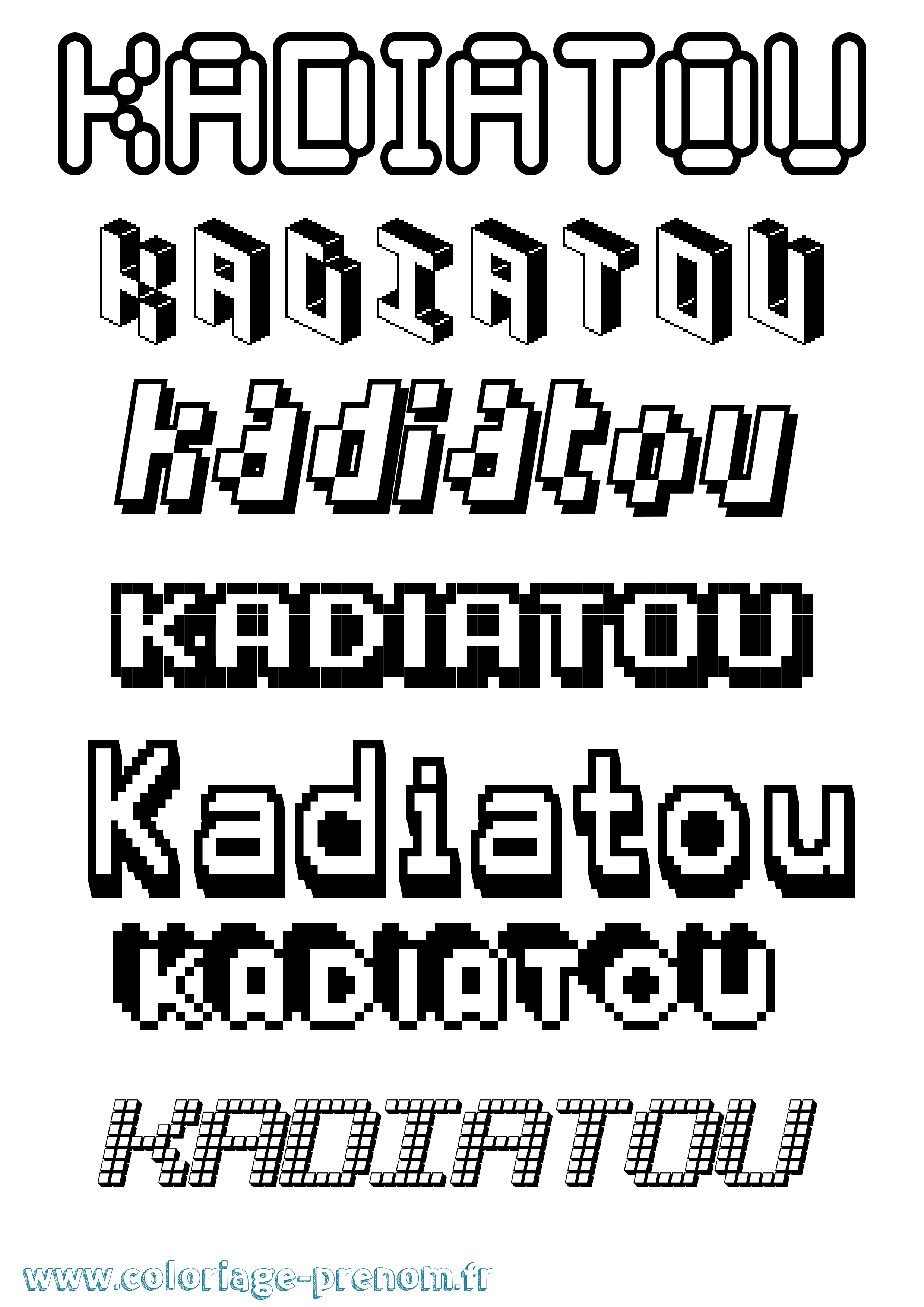 Coloriage prénom Kadiatou Pixel