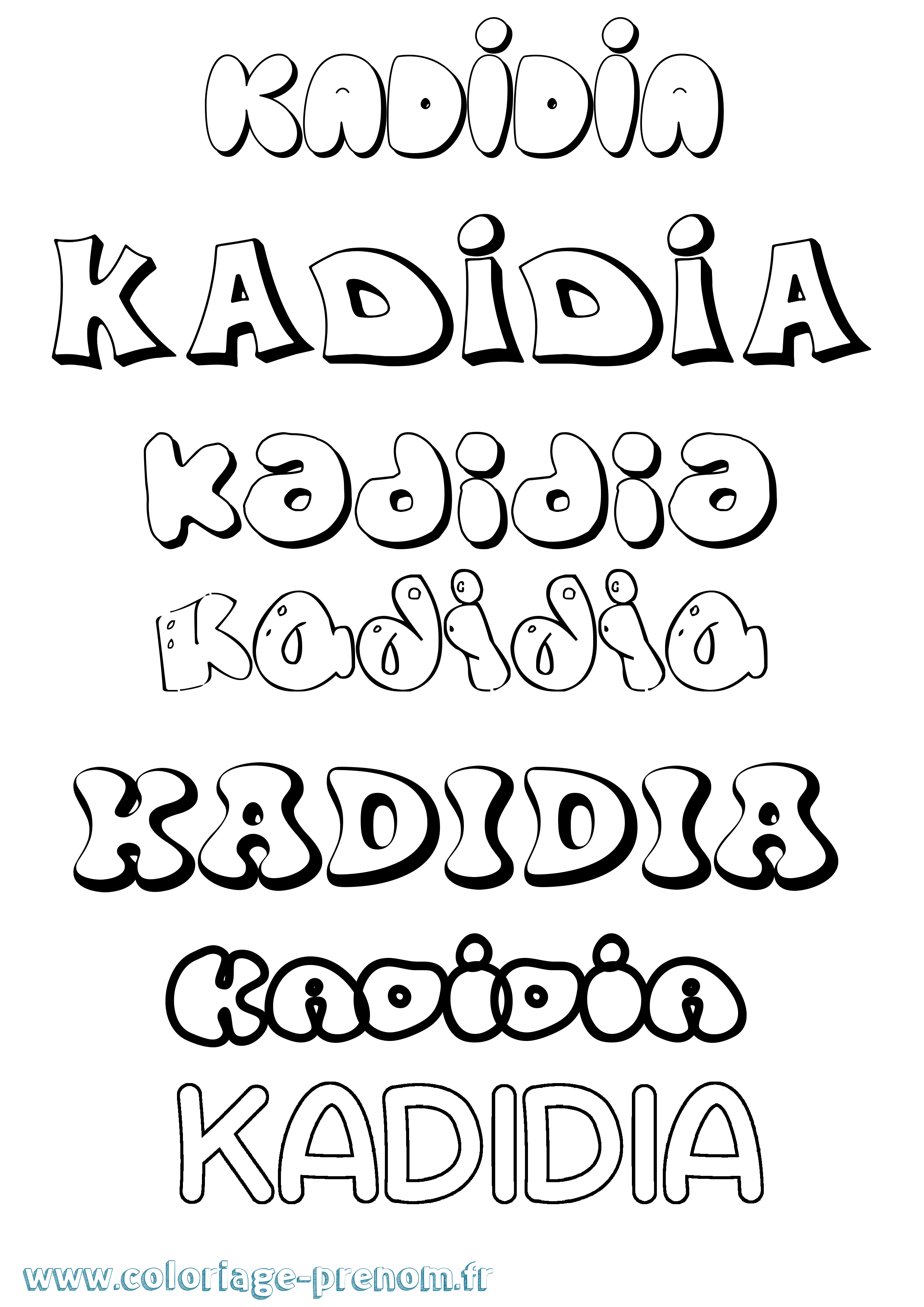 Coloriage prénom Kadidia Bubble