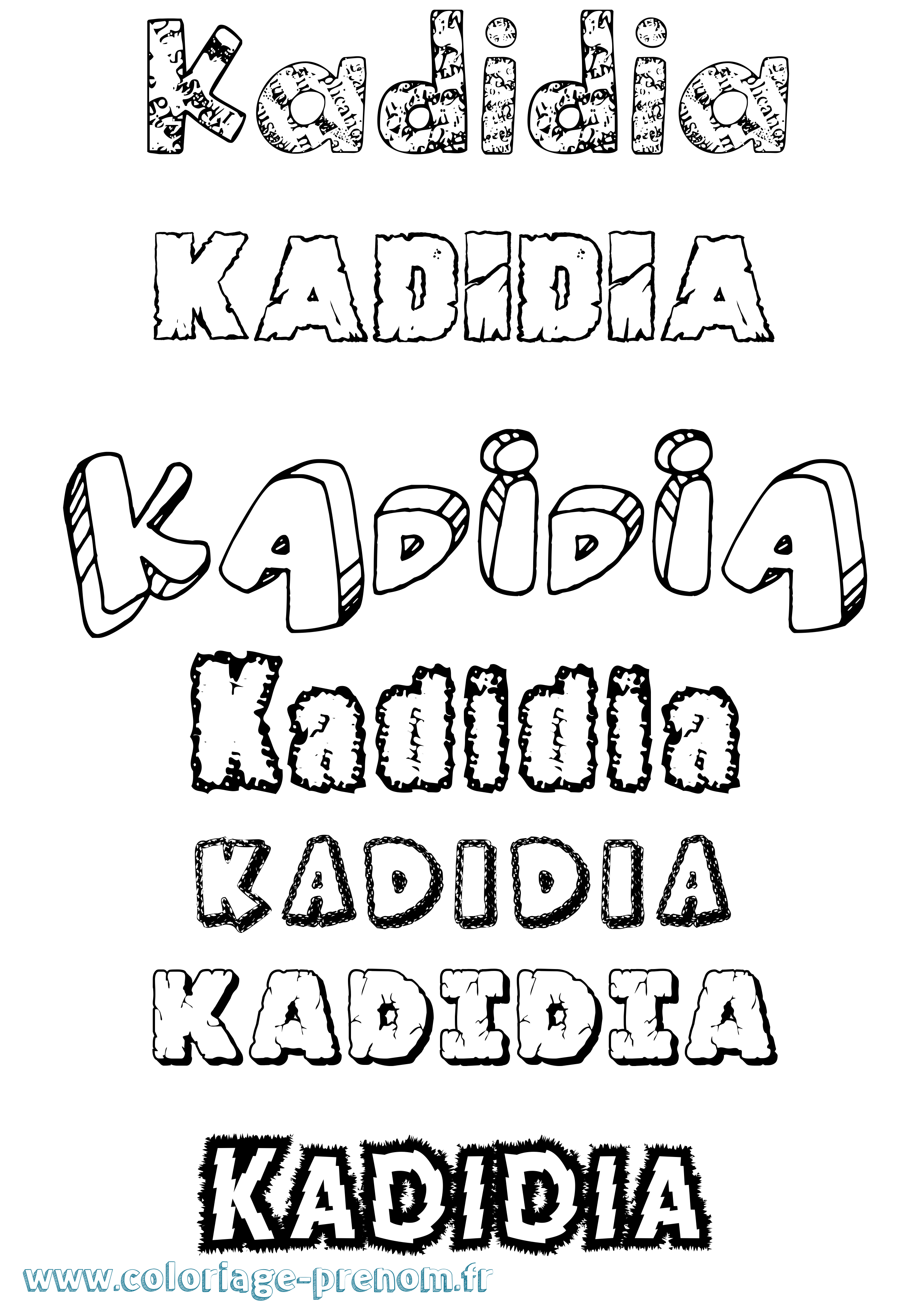 Coloriage prénom Kadidia Destructuré