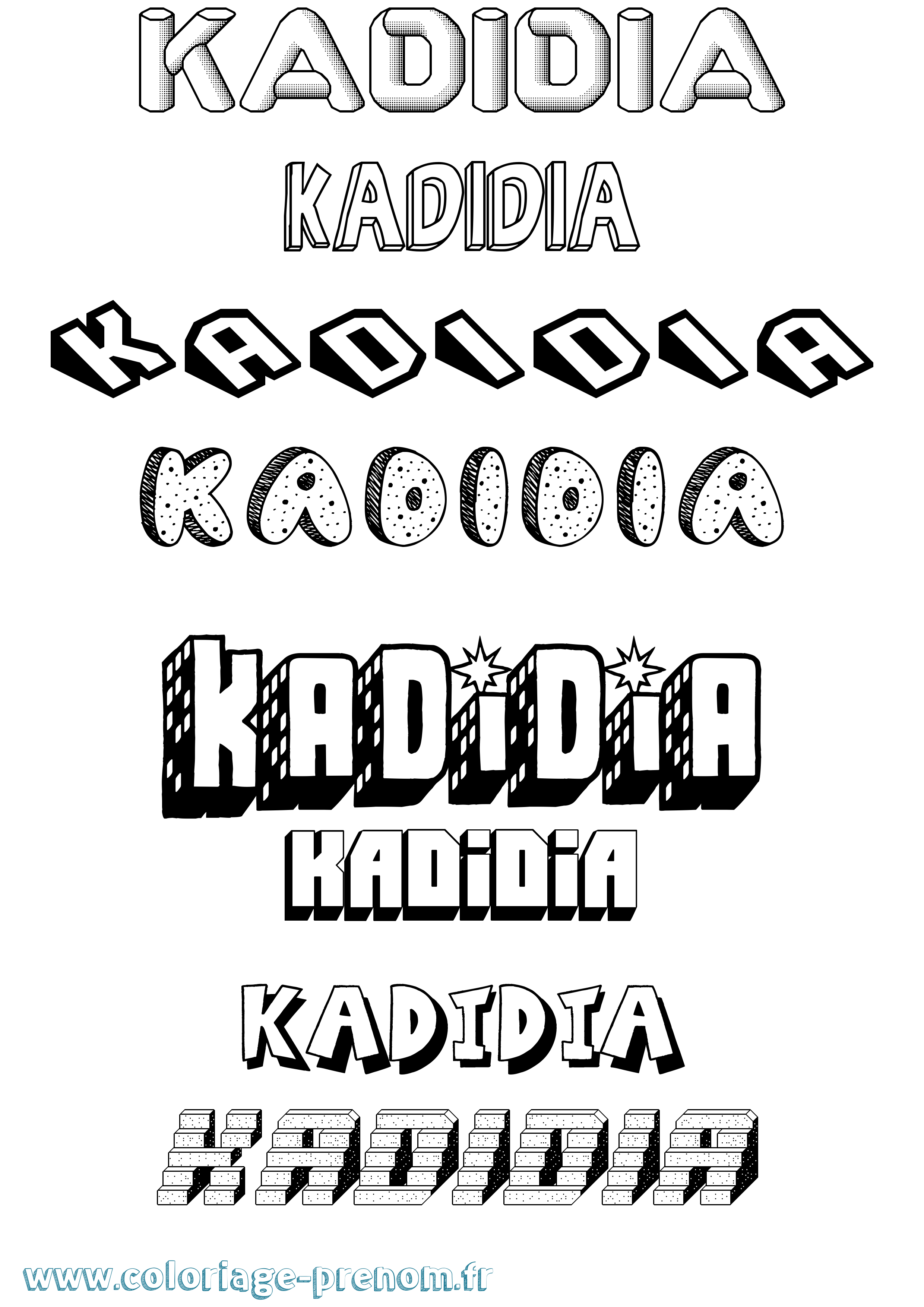 Coloriage prénom Kadidia Effet 3D