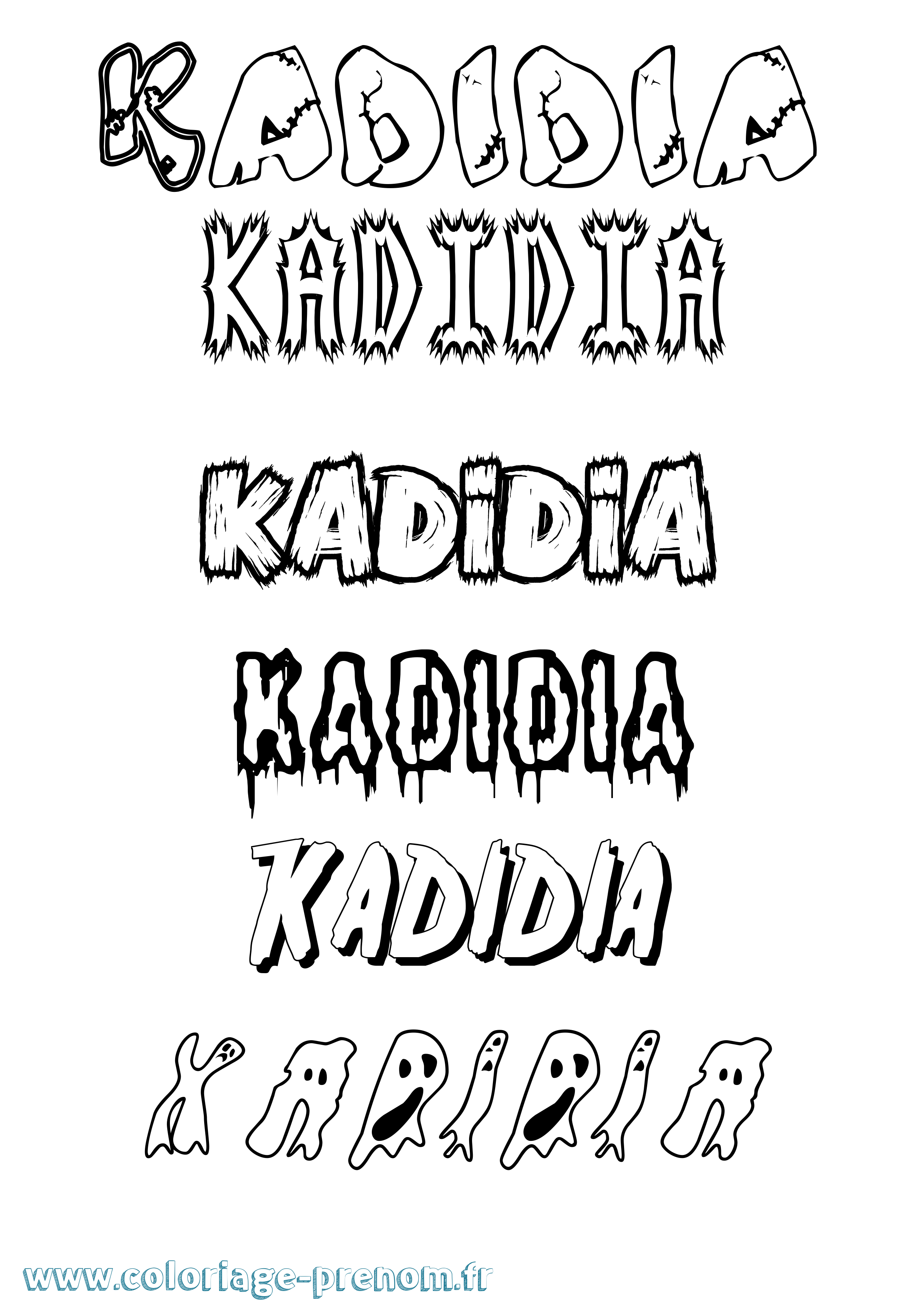 Coloriage prénom Kadidia Frisson