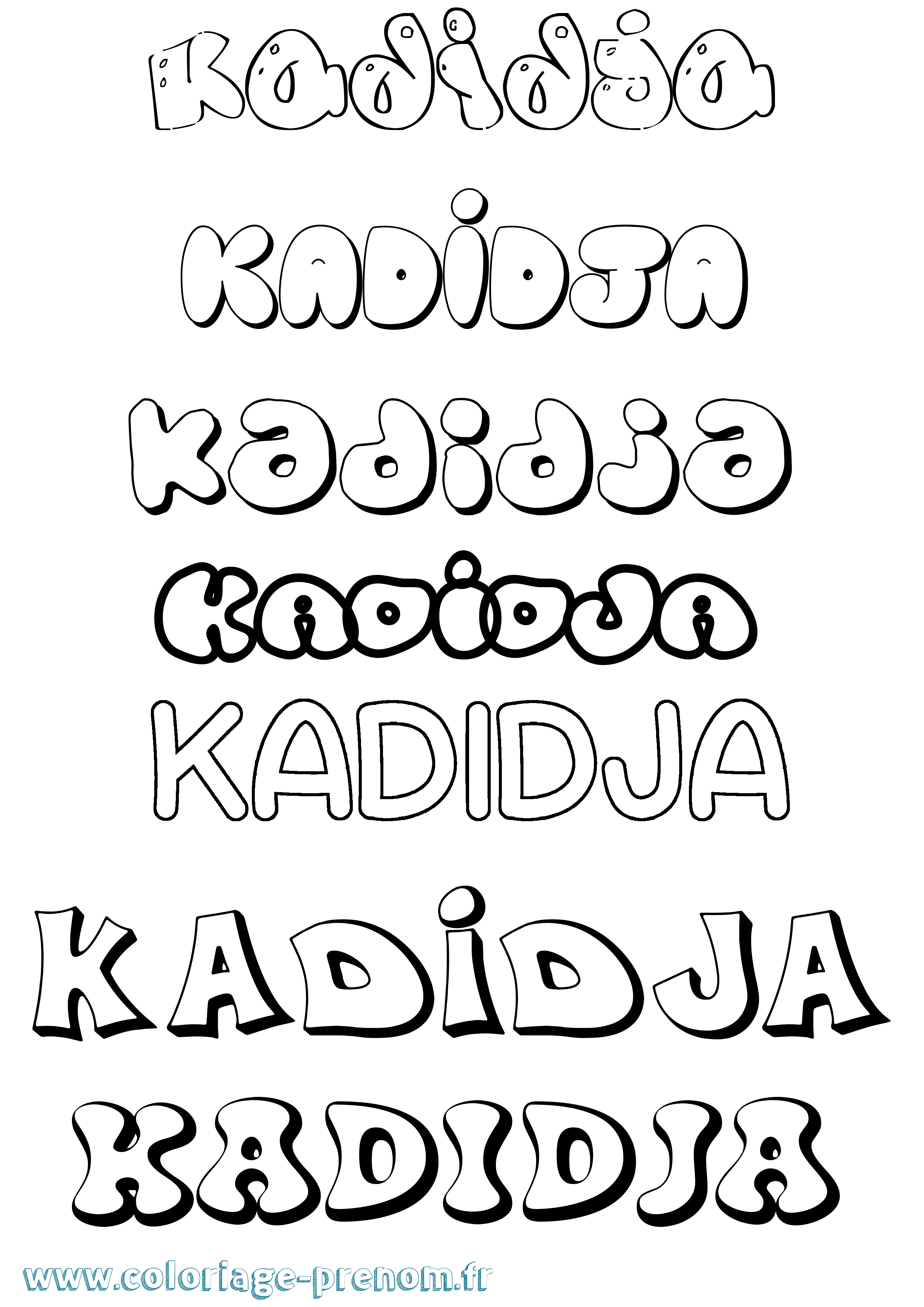 Coloriage Kadidja Bubble Coloriage prénom Kadidja Bubble