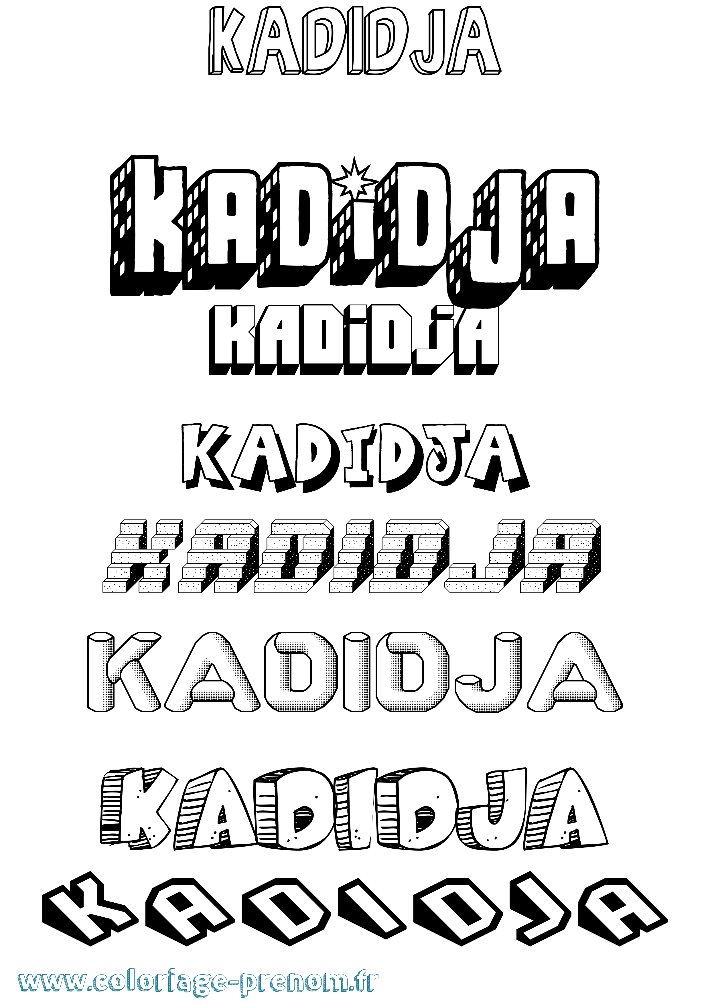Coloriage Kadidja Effet 3D Coloriage prénom Kadidja Effet 3D