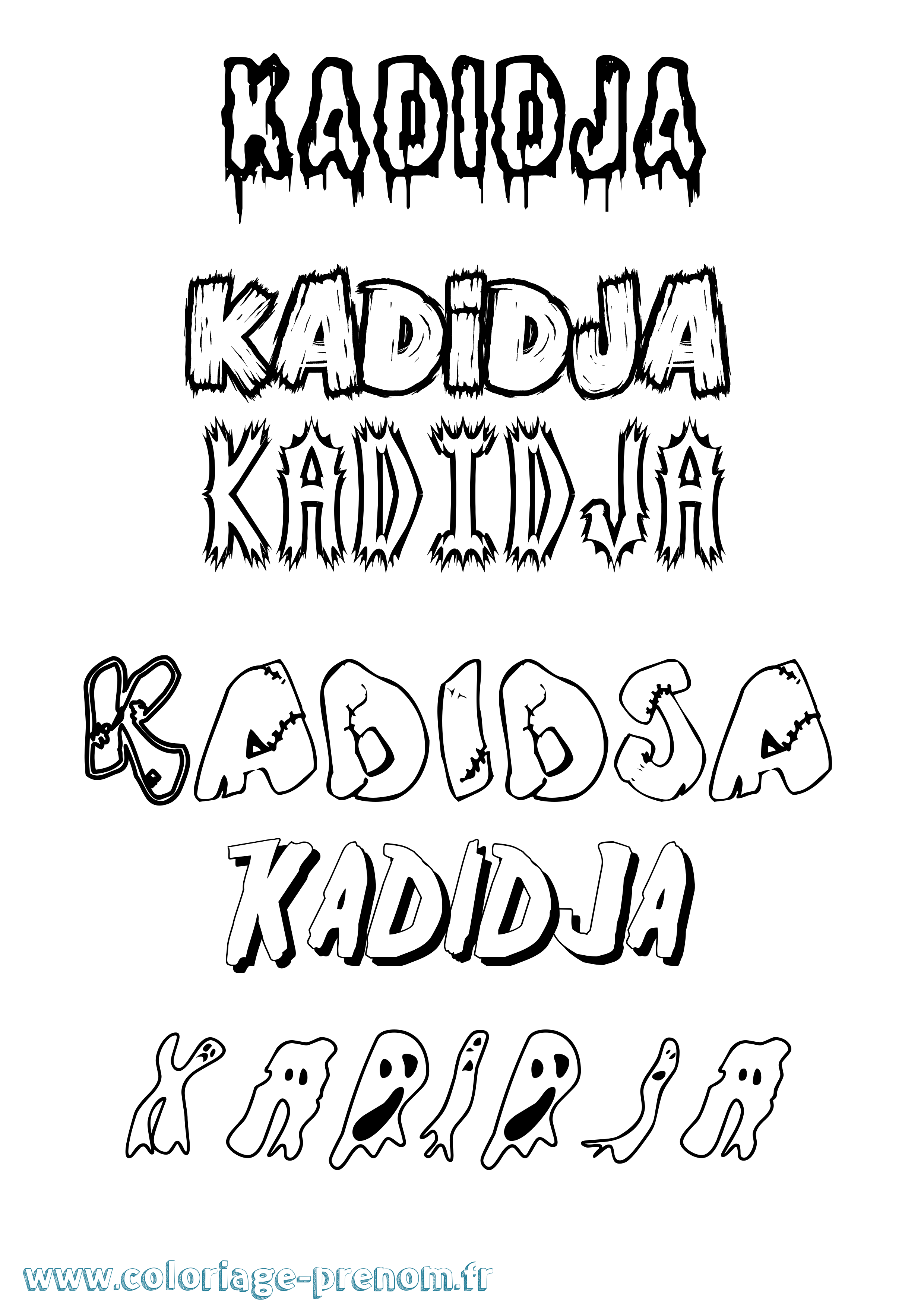 Coloriage Kadidja Frisson Coloriage prénom Kadidja Frisson