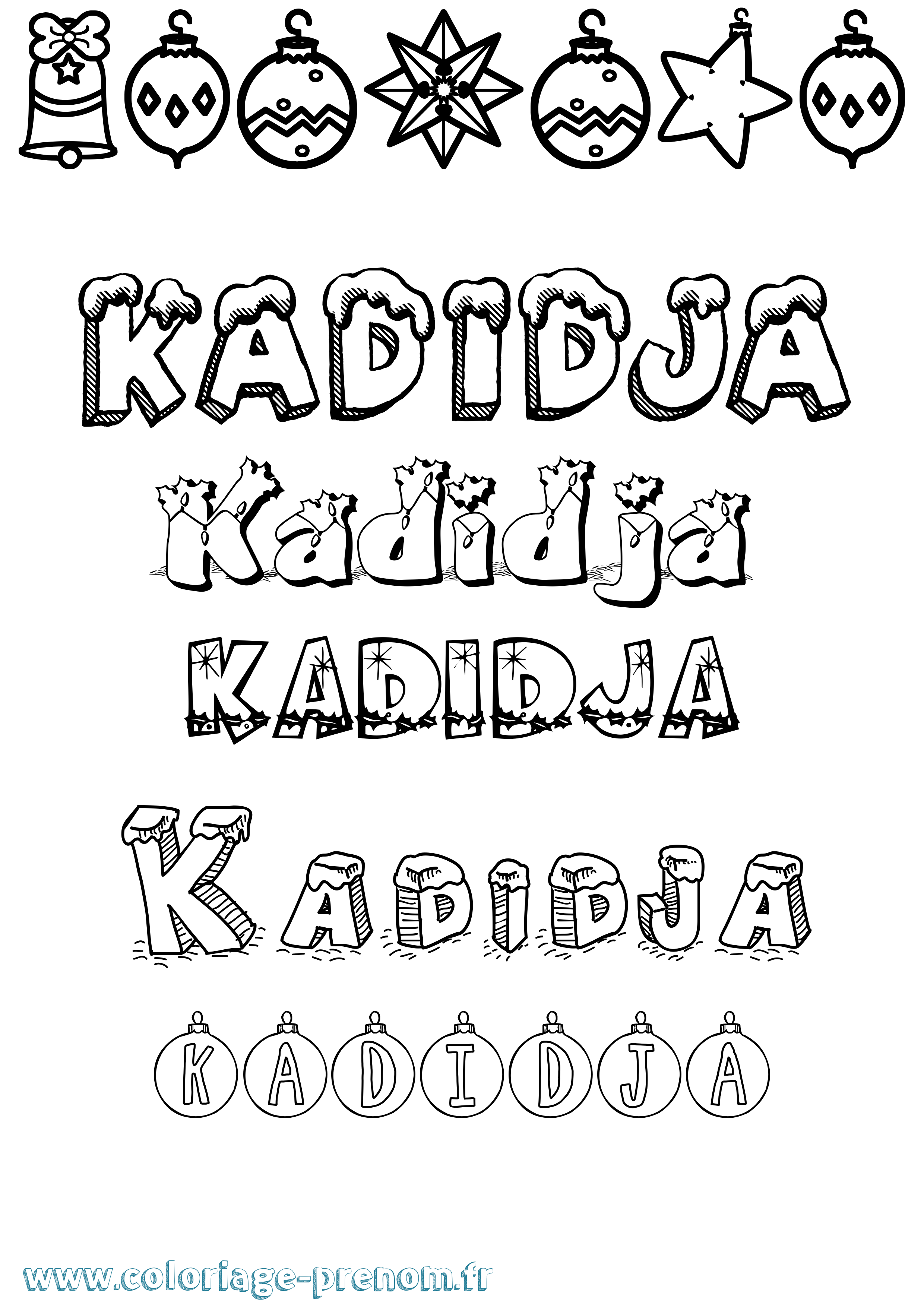 Coloriage Kadidja Noël Coloriage prénom Kadidja Noël