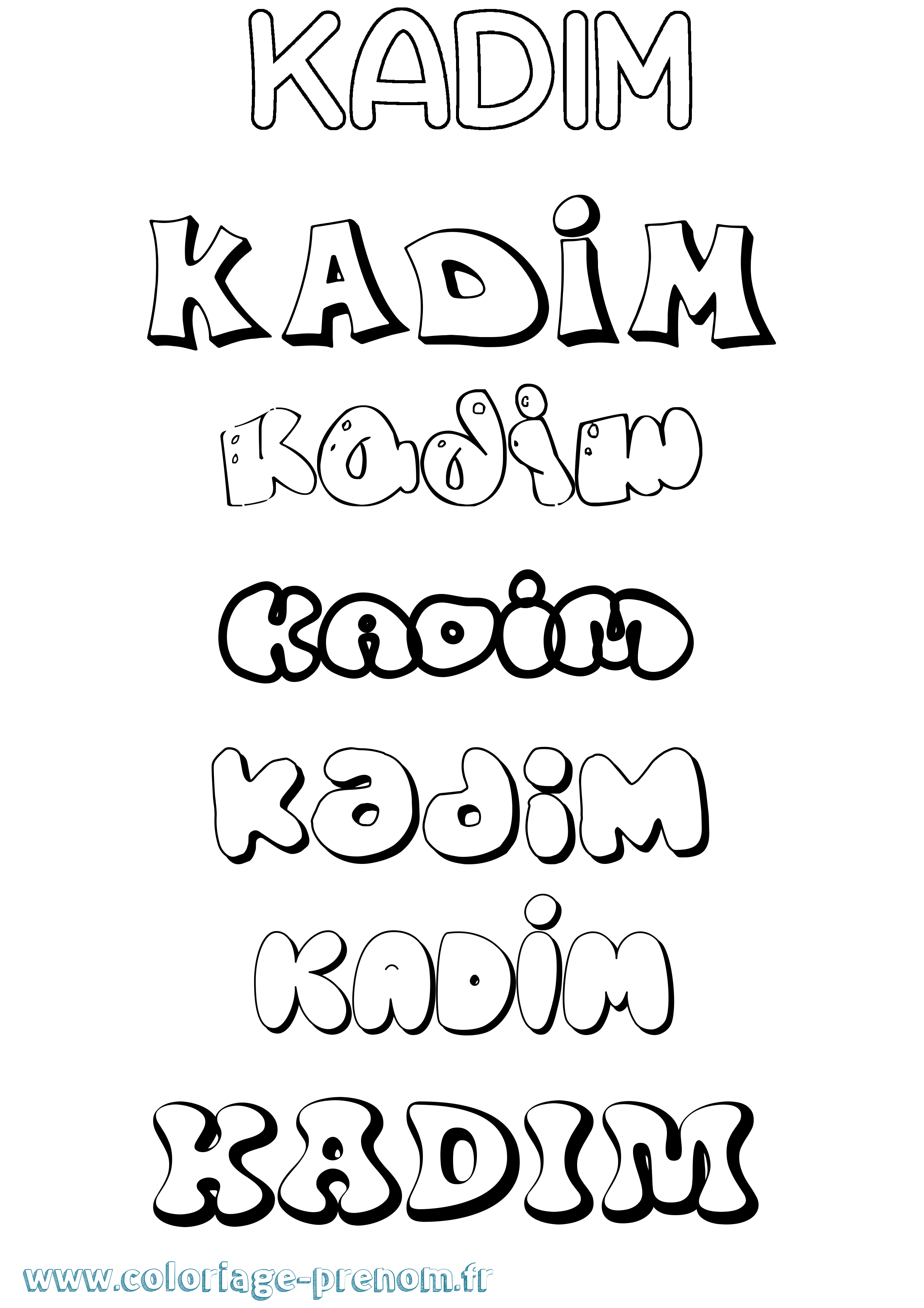 Coloriage prénom Kadim Bubble
