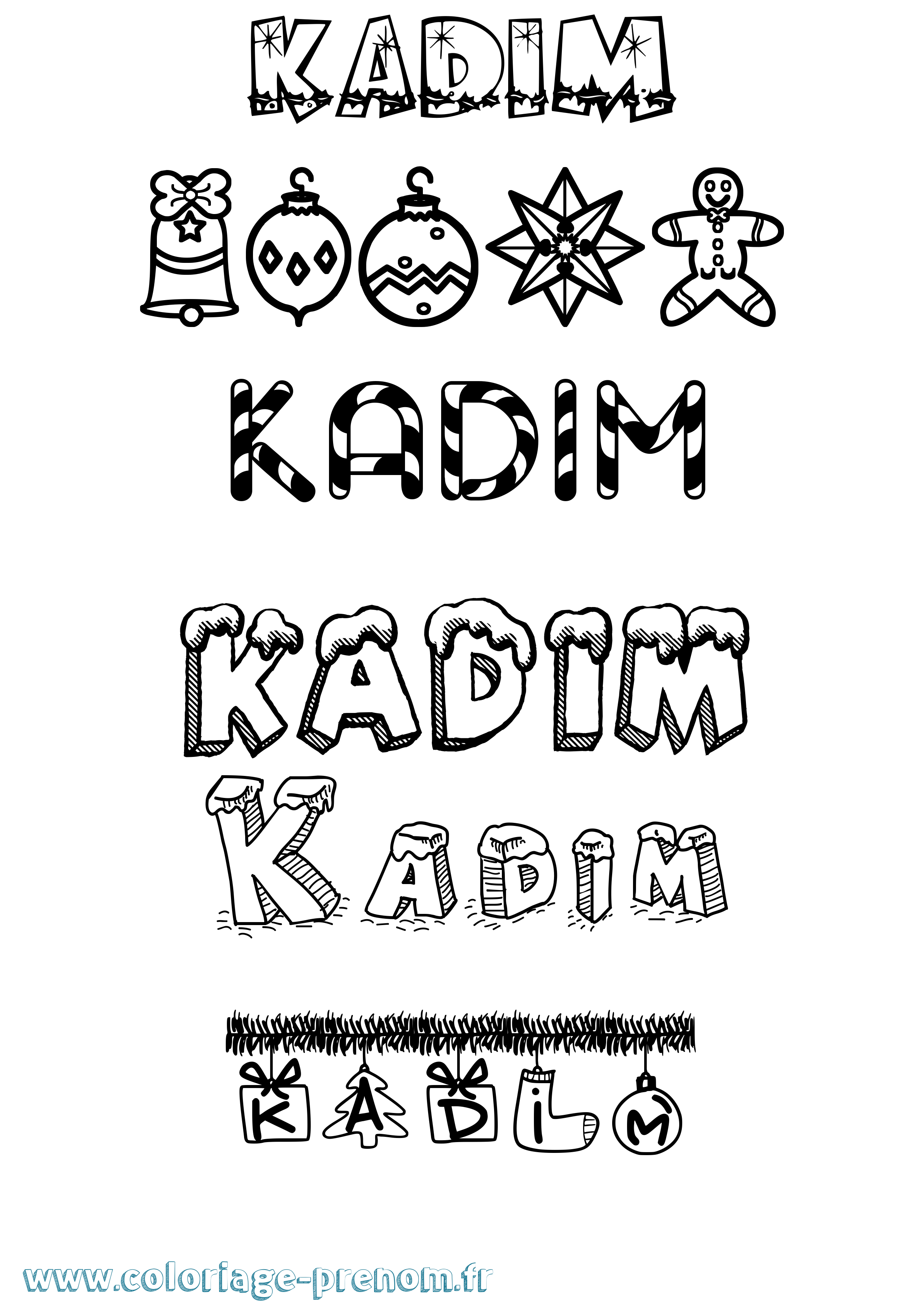 Coloriage prénom Kadim Noël
