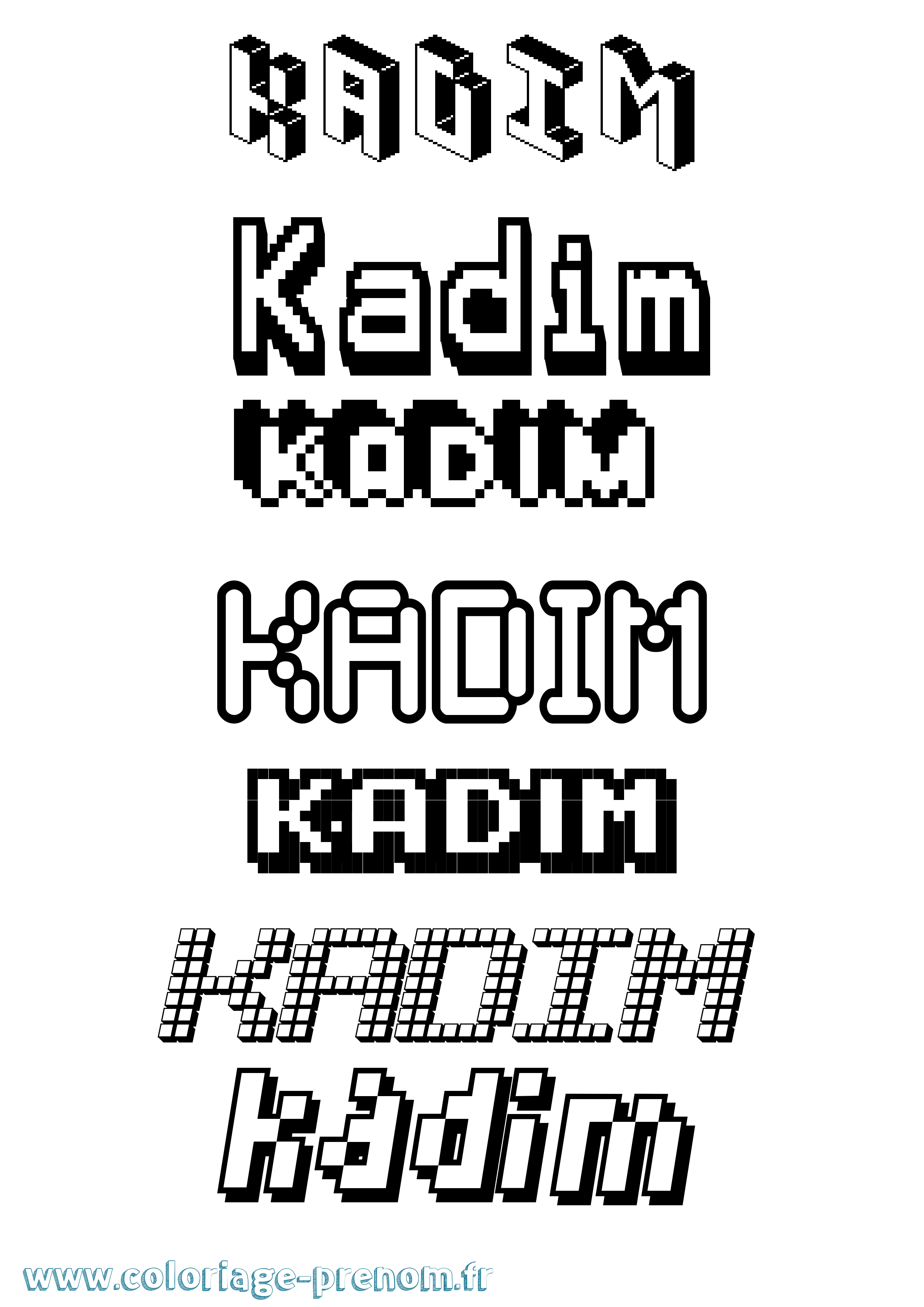 Coloriage prénom Kadim Pixel