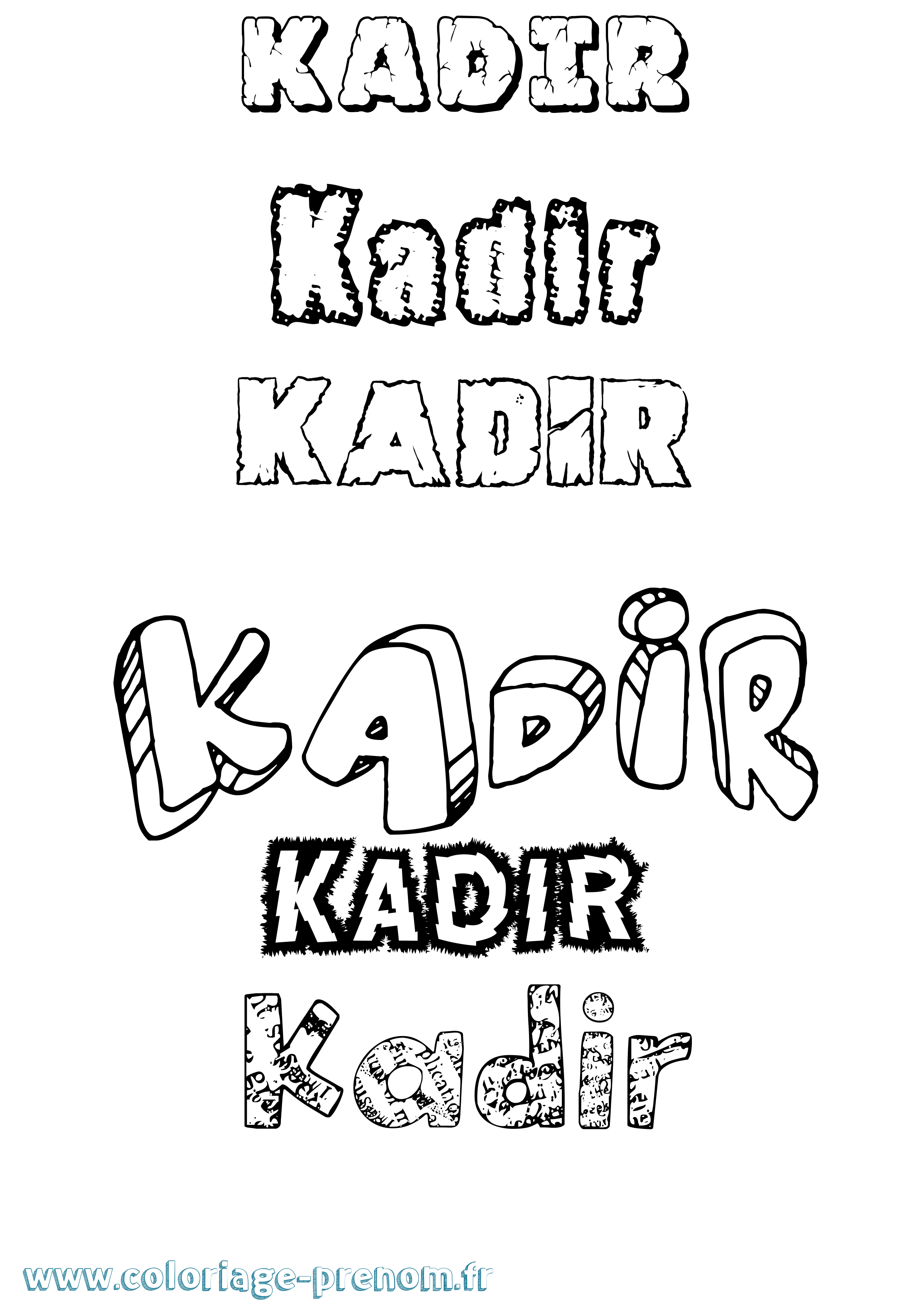 Coloriage prénom Kadir Destructuré
