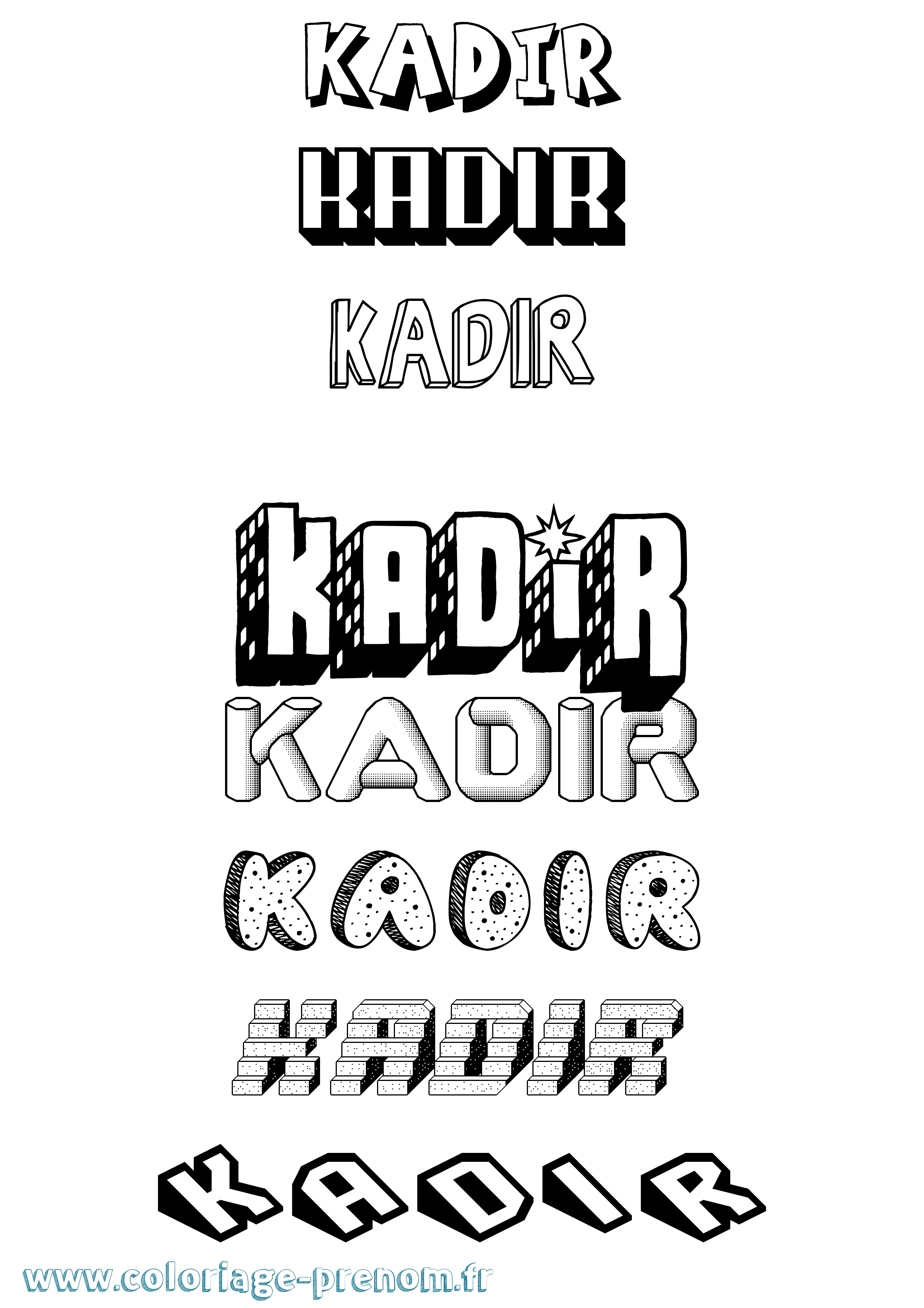 Coloriage prénom Kadir Effet 3D