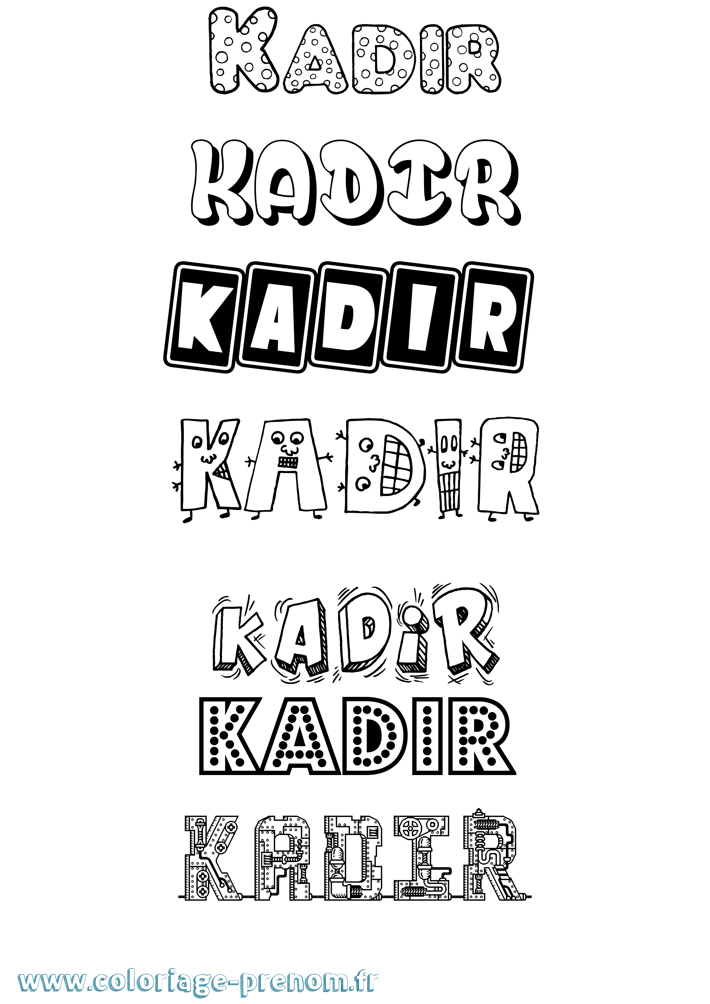 Coloriage prénom Kadir Fun