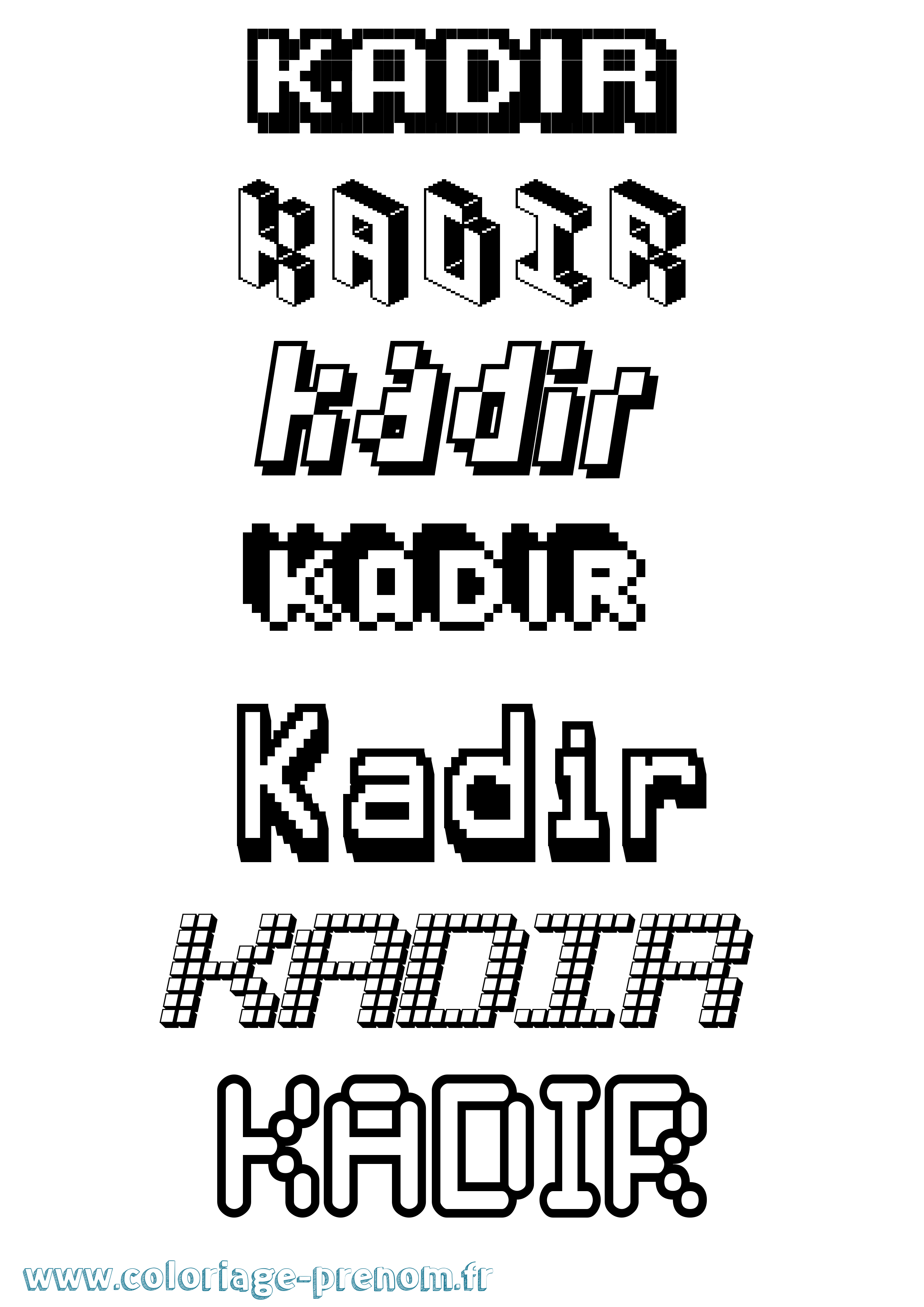 Coloriage prénom Kadir Pixel