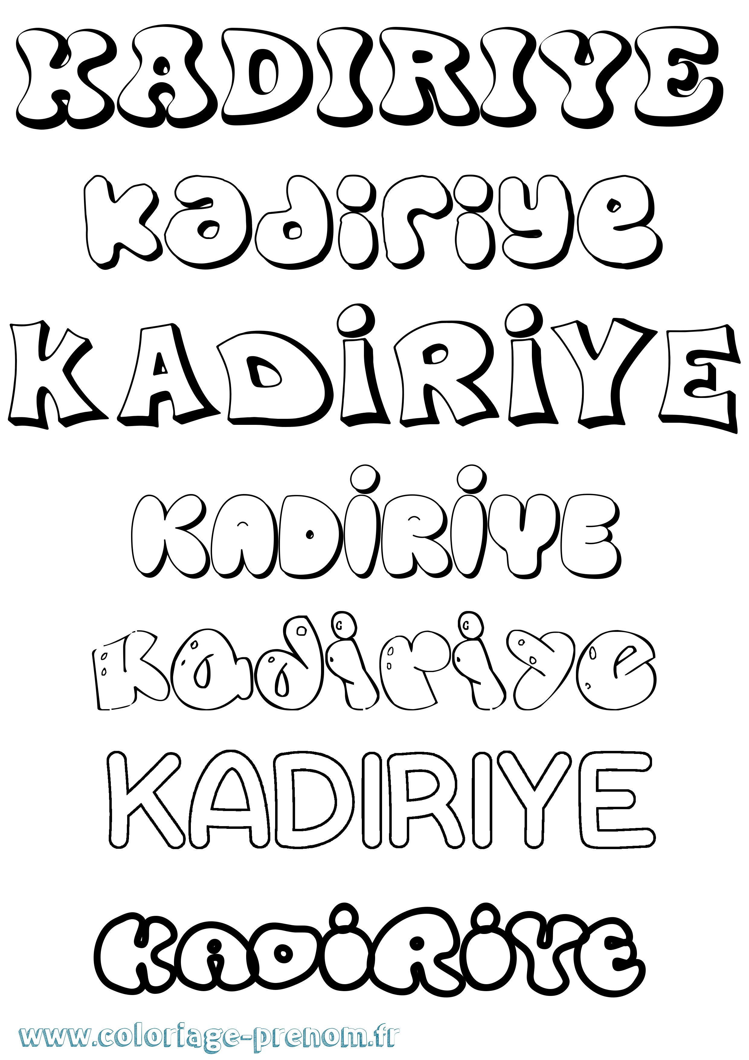 Coloriage prénom Kadiriye Bubble