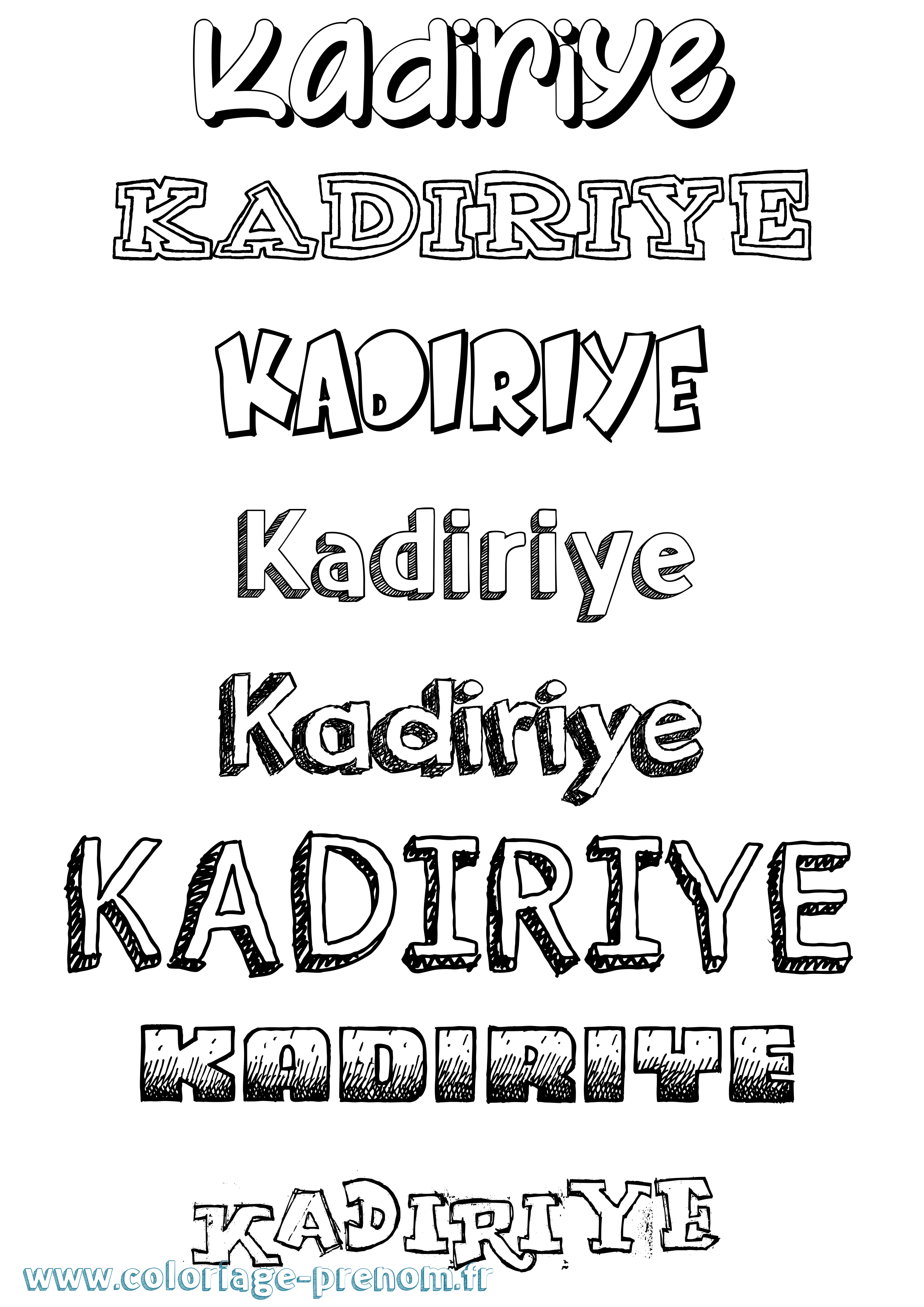 Coloriage prénom Kadiriye Dessiné