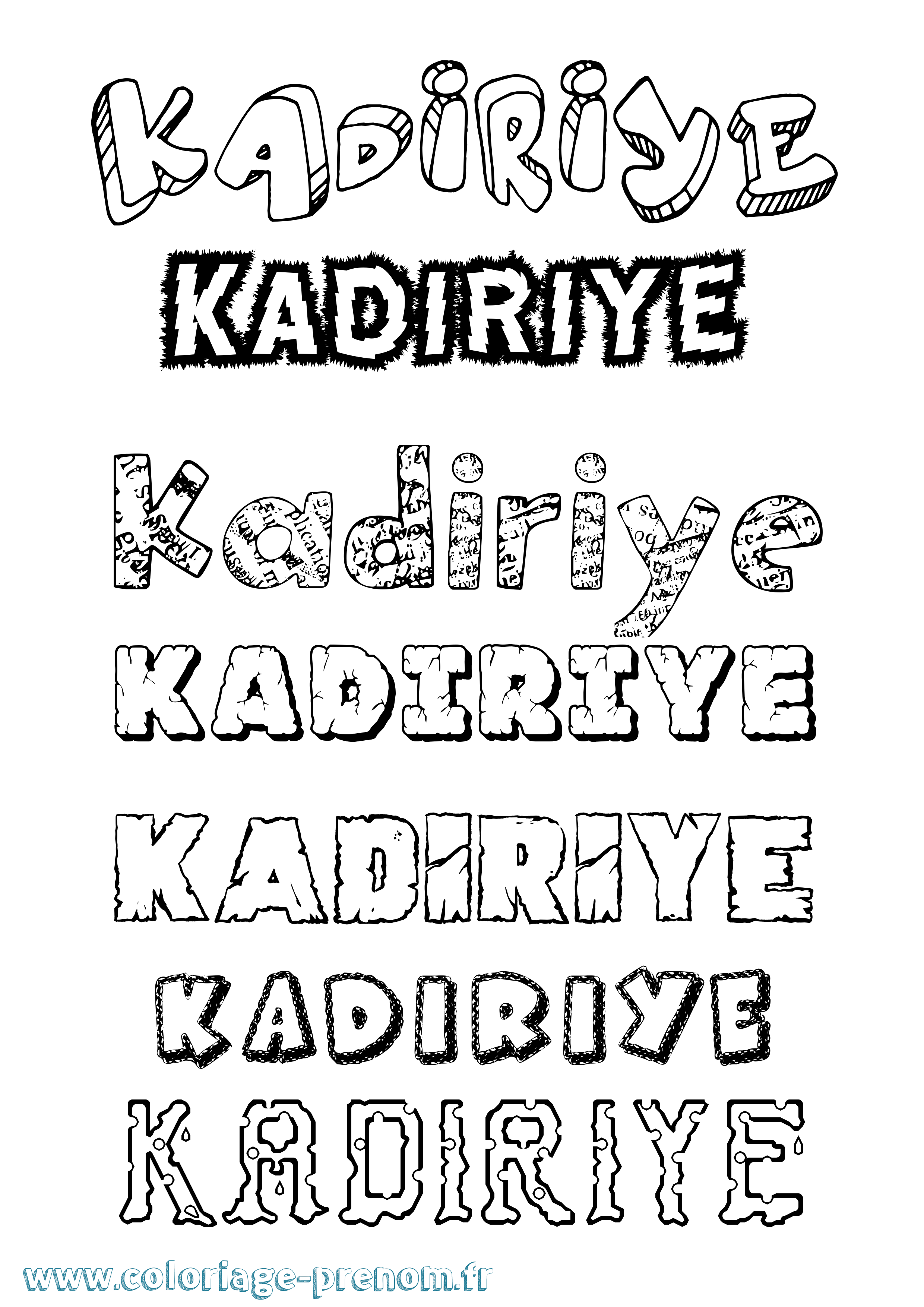 Coloriage prénom Kadiriye Destructuré