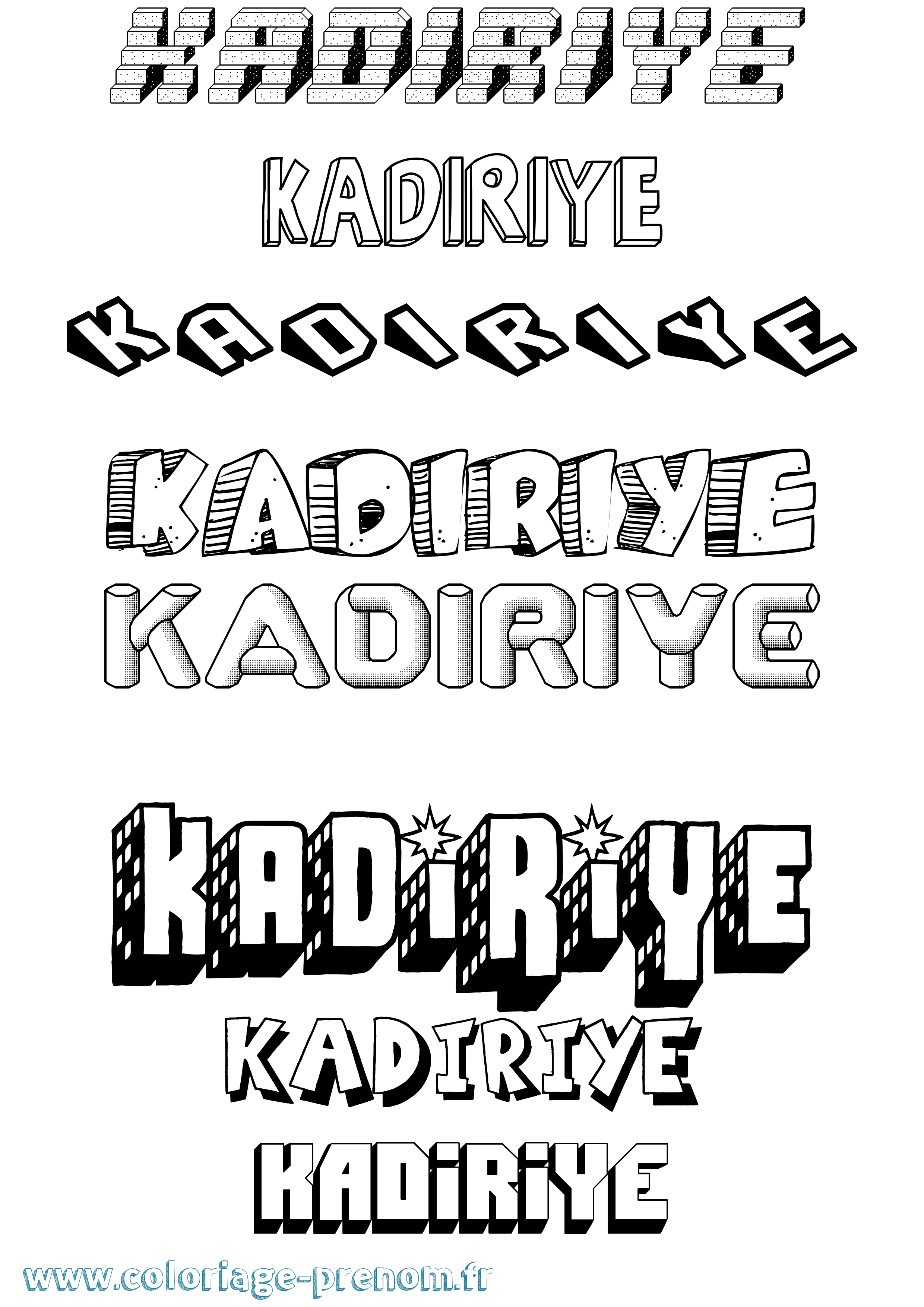Coloriage prénom Kadiriye Effet 3D