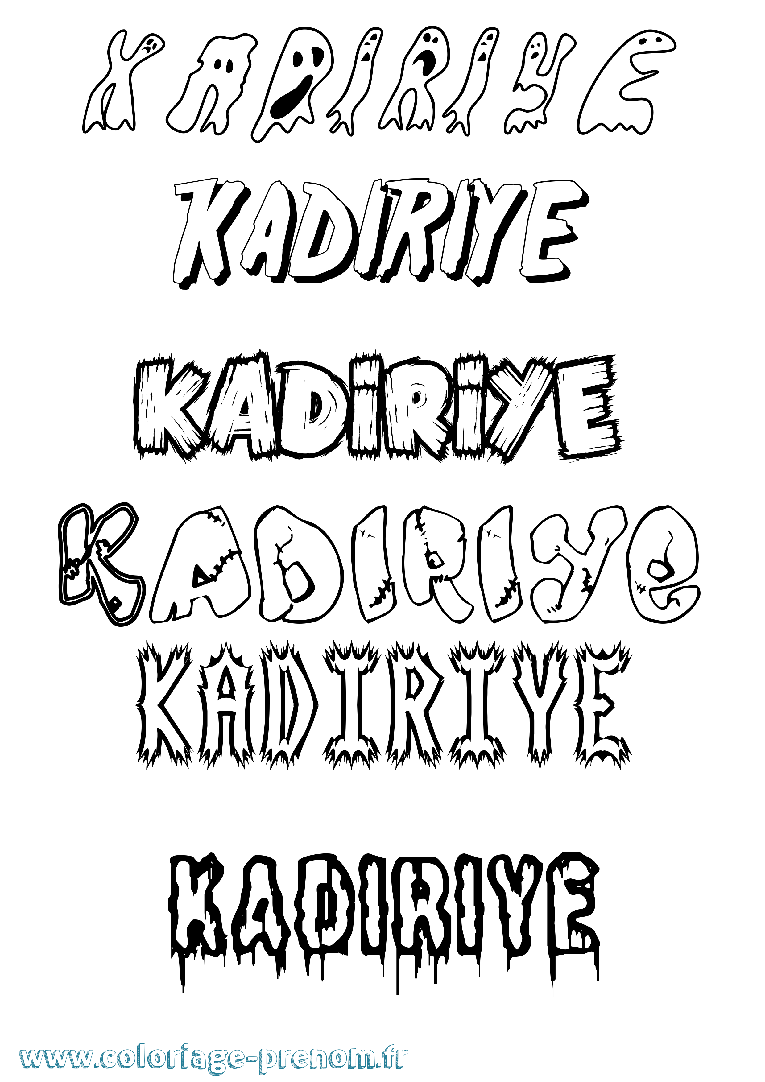 Coloriage prénom Kadiriye Frisson