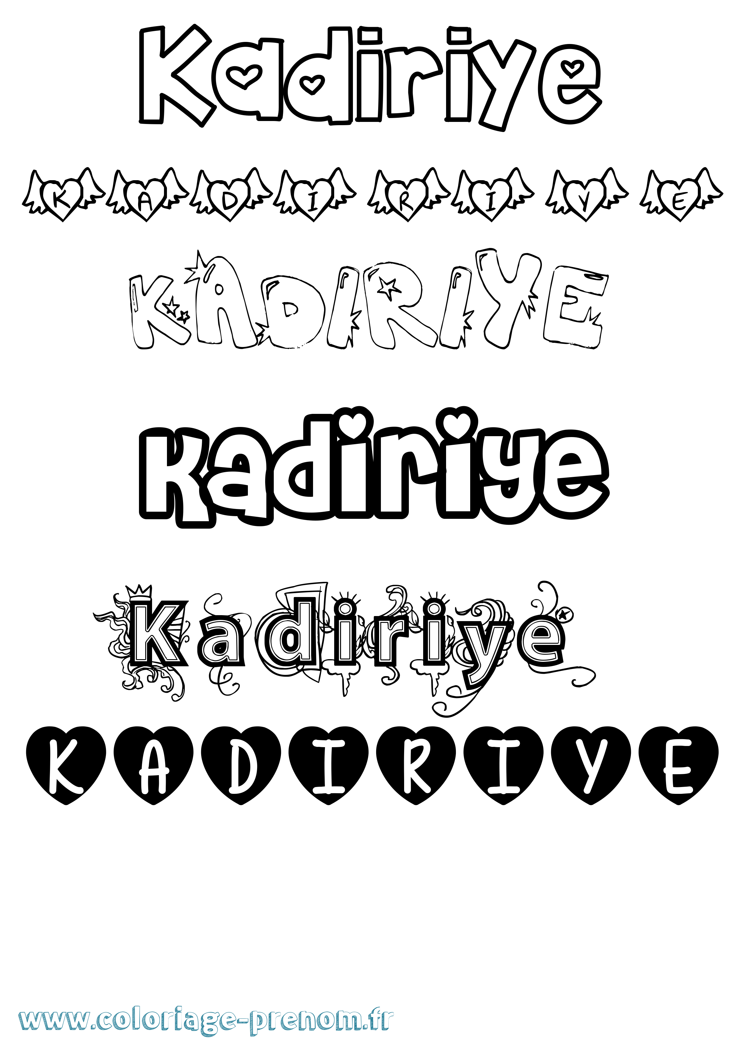 Coloriage prénom Kadiriye Girly