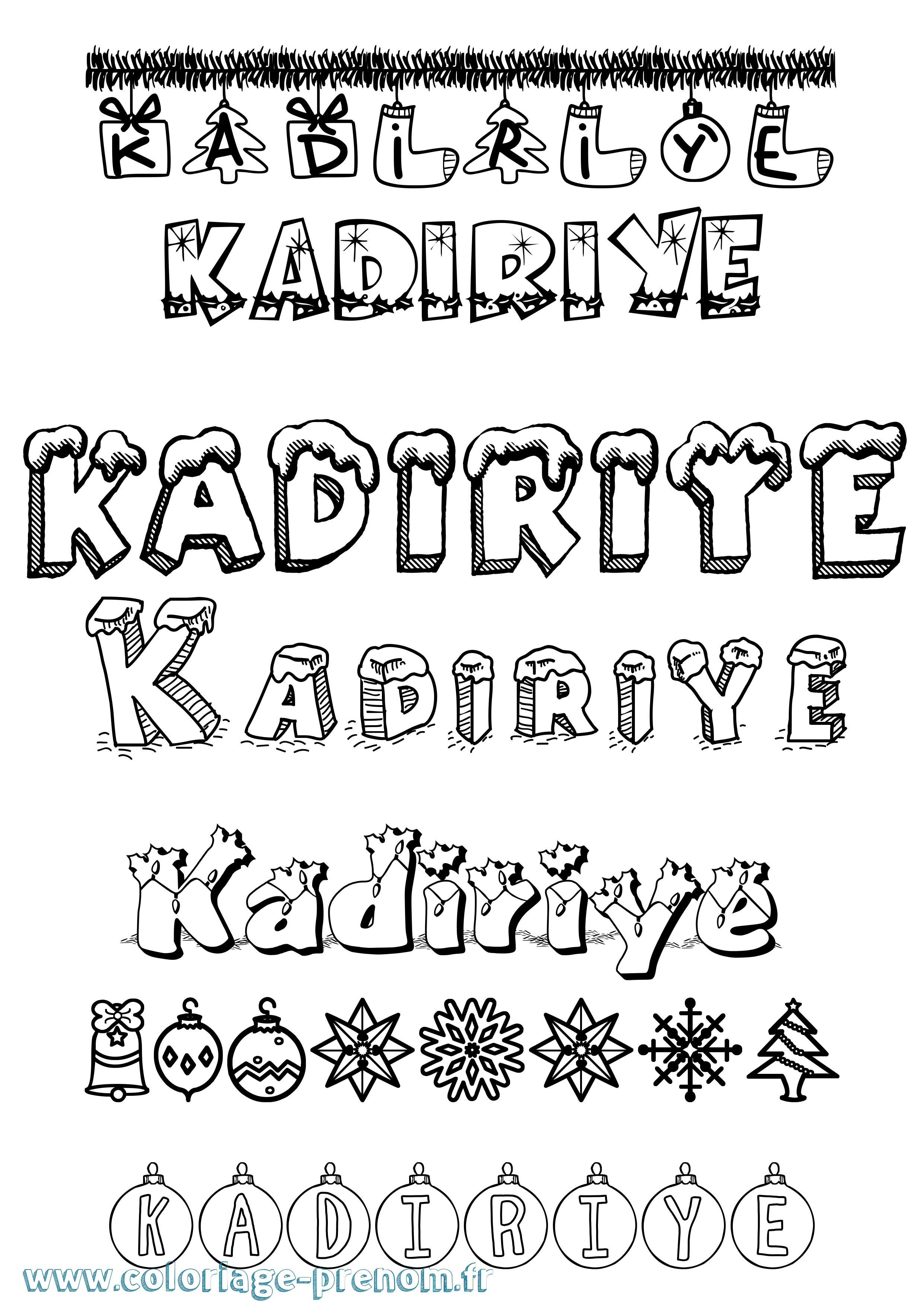 Coloriage prénom Kadiriye Noël