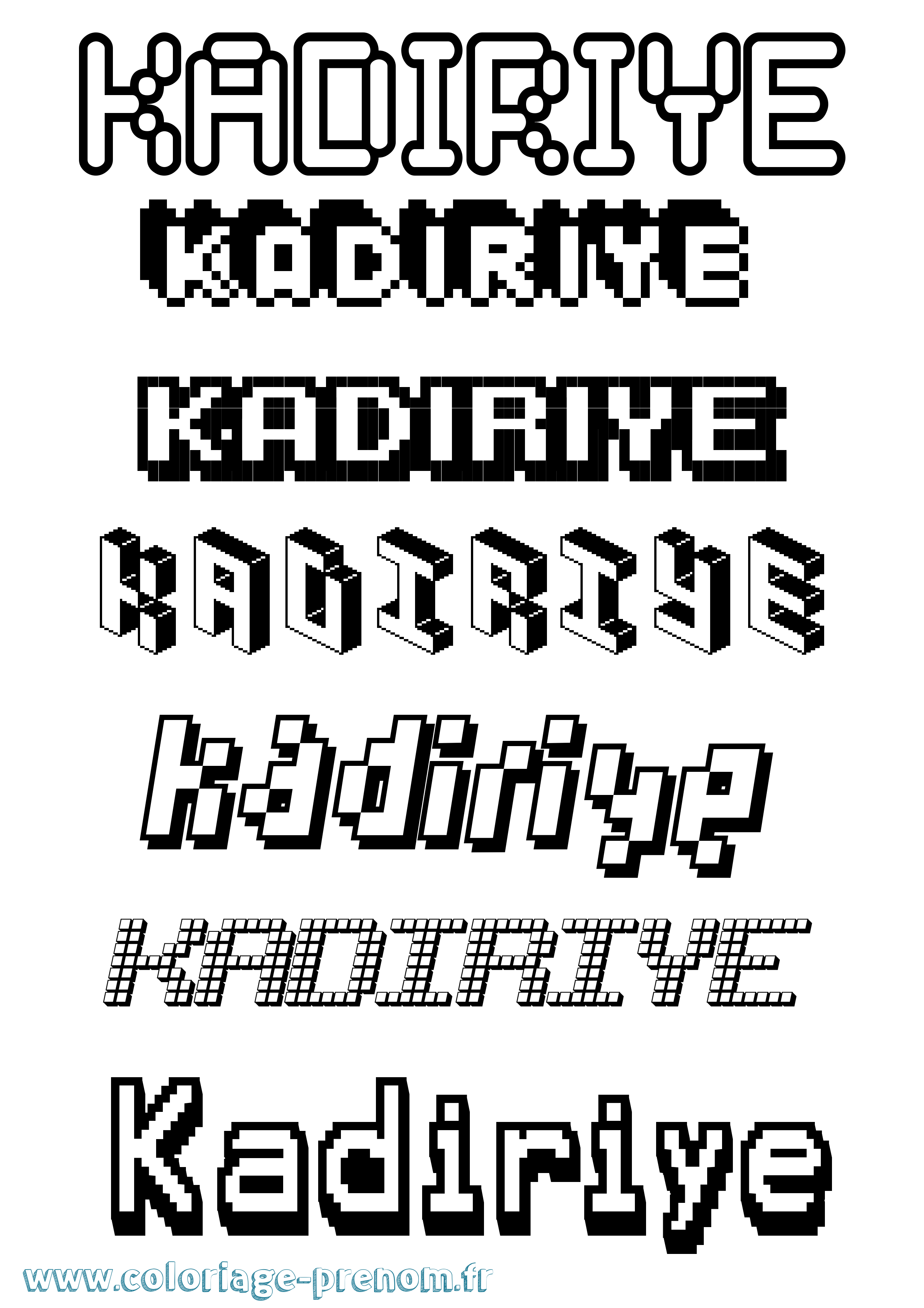 Coloriage prénom Kadiriye Pixel