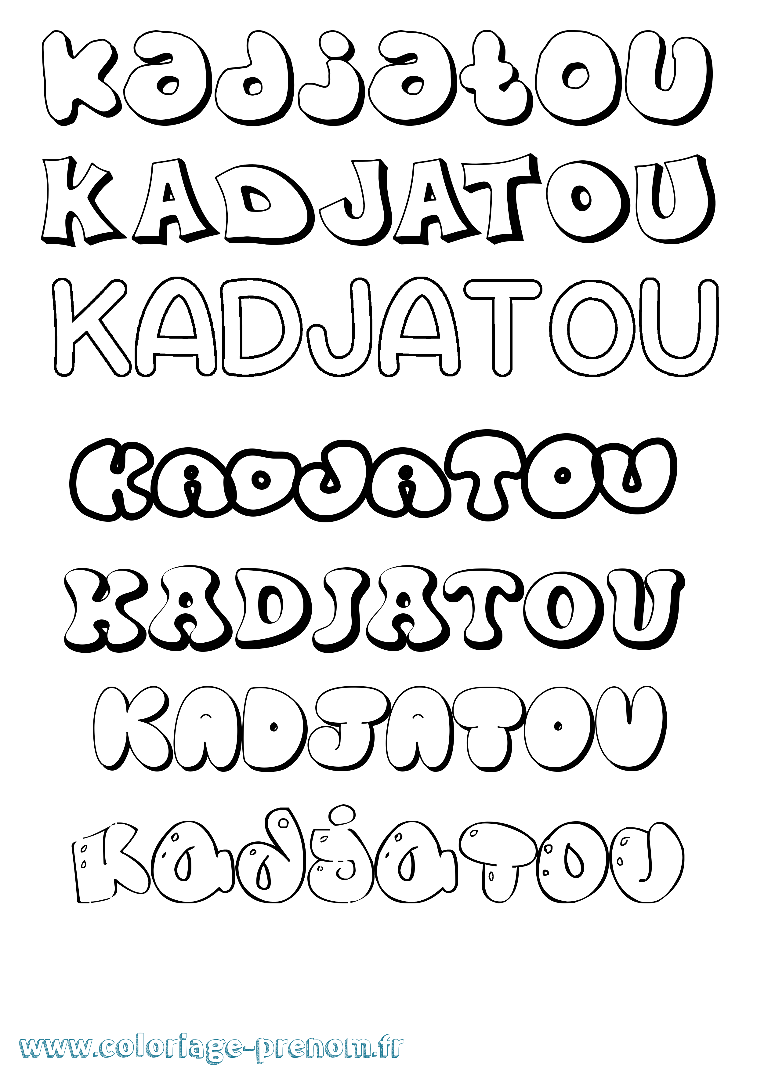 Coloriage prénom Kadjatou Bubble