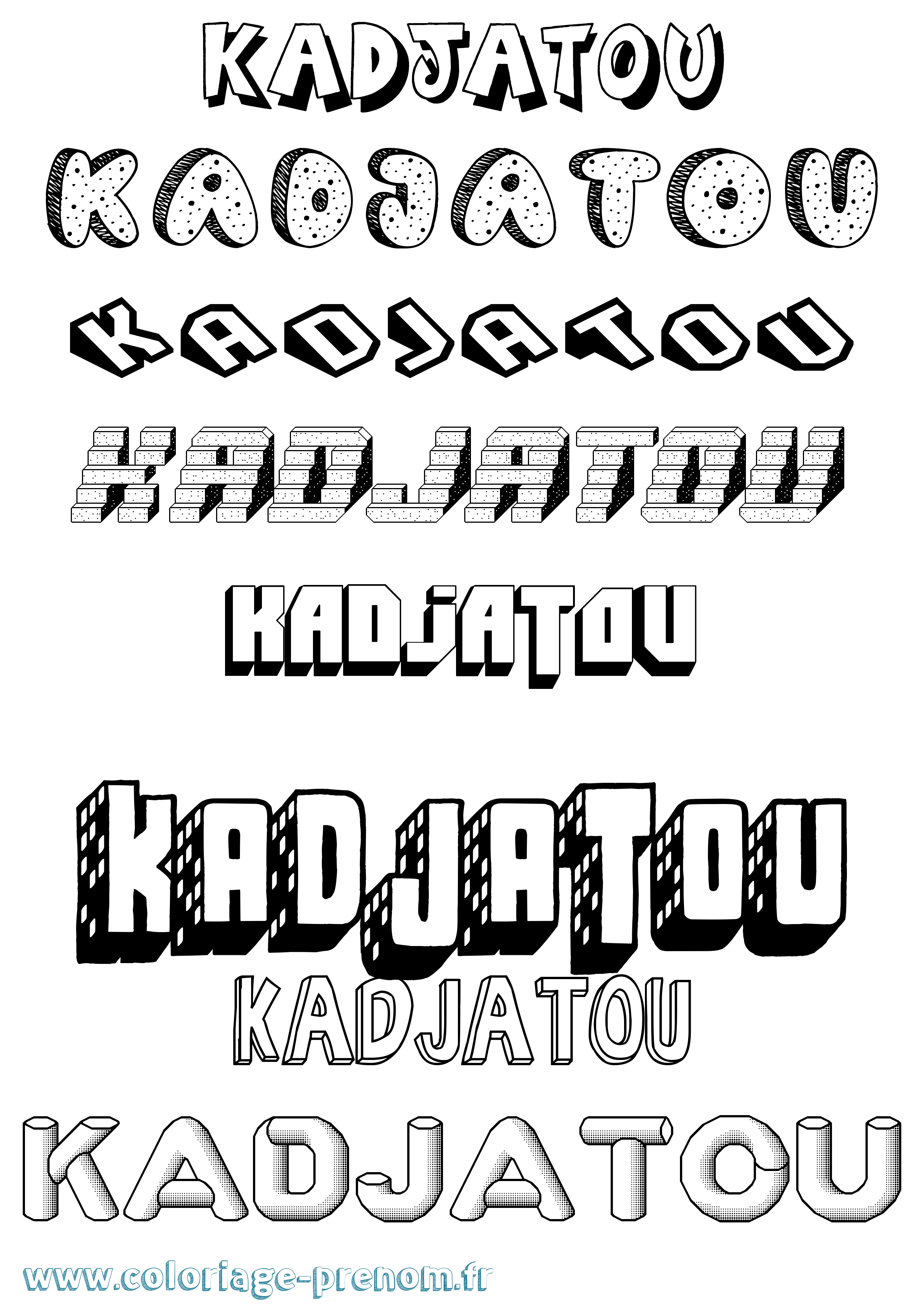 Coloriage prénom Kadjatou Effet 3D