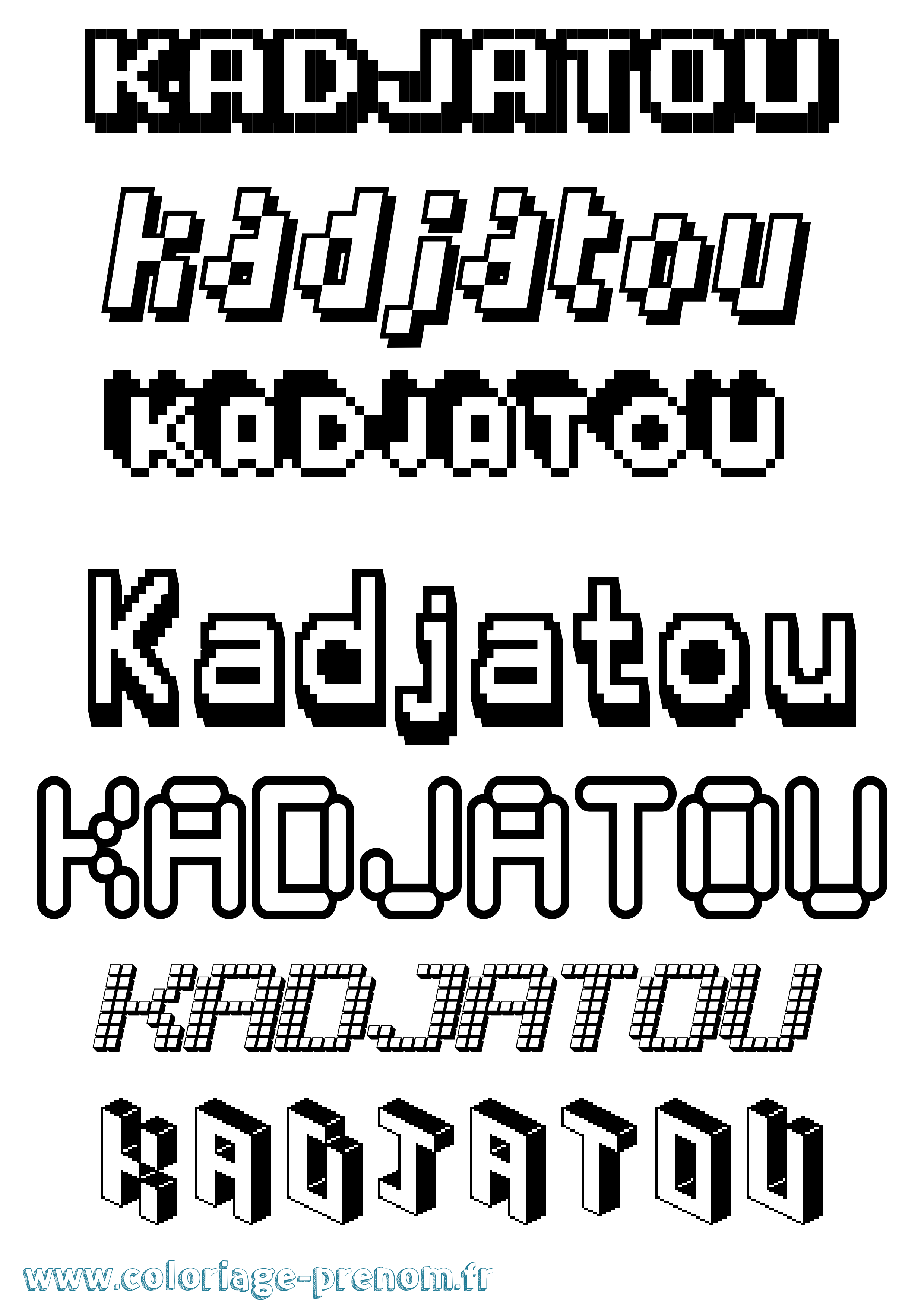 Coloriage prénom Kadjatou Pixel