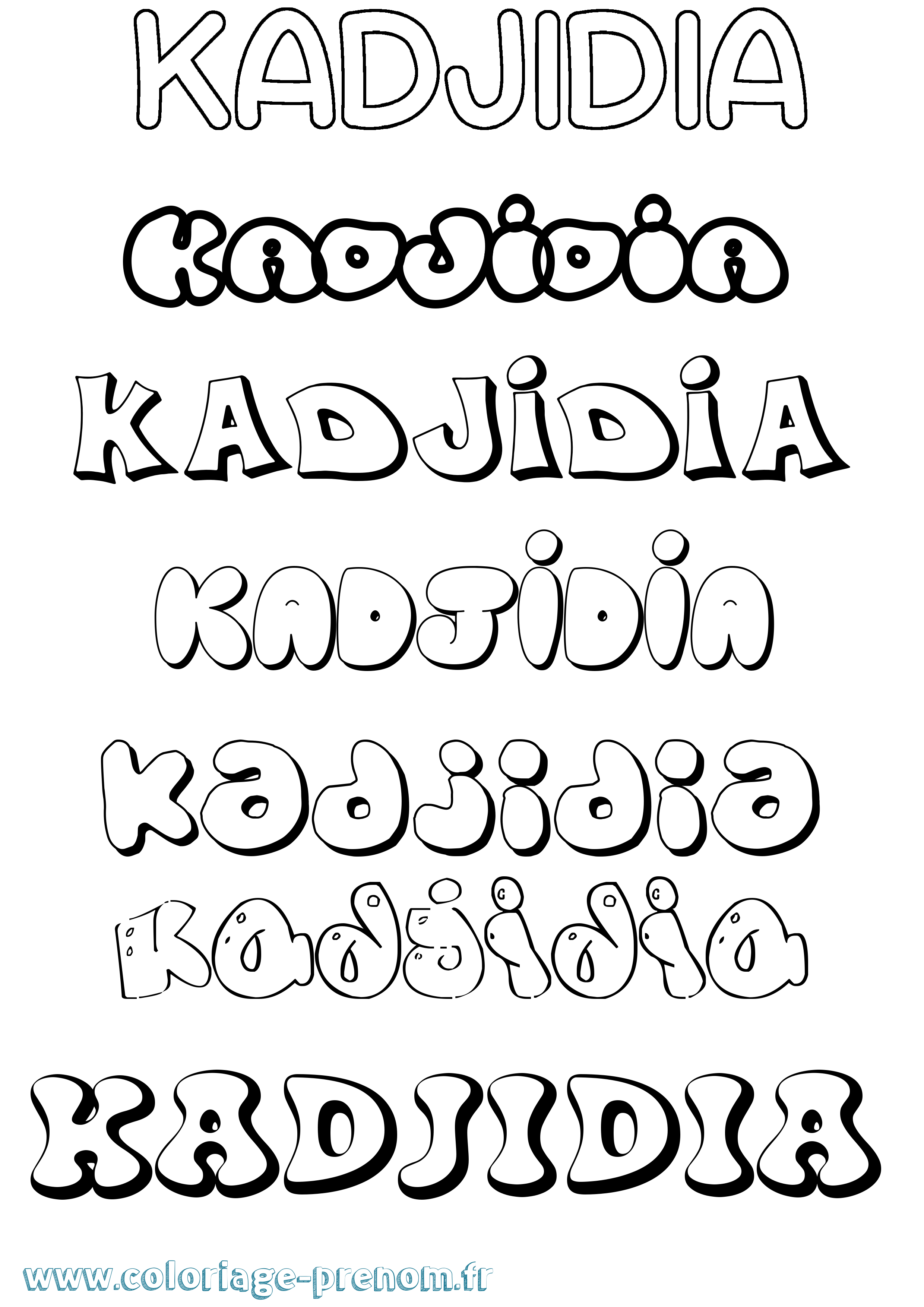 Coloriage prénom Kadjidia Bubble