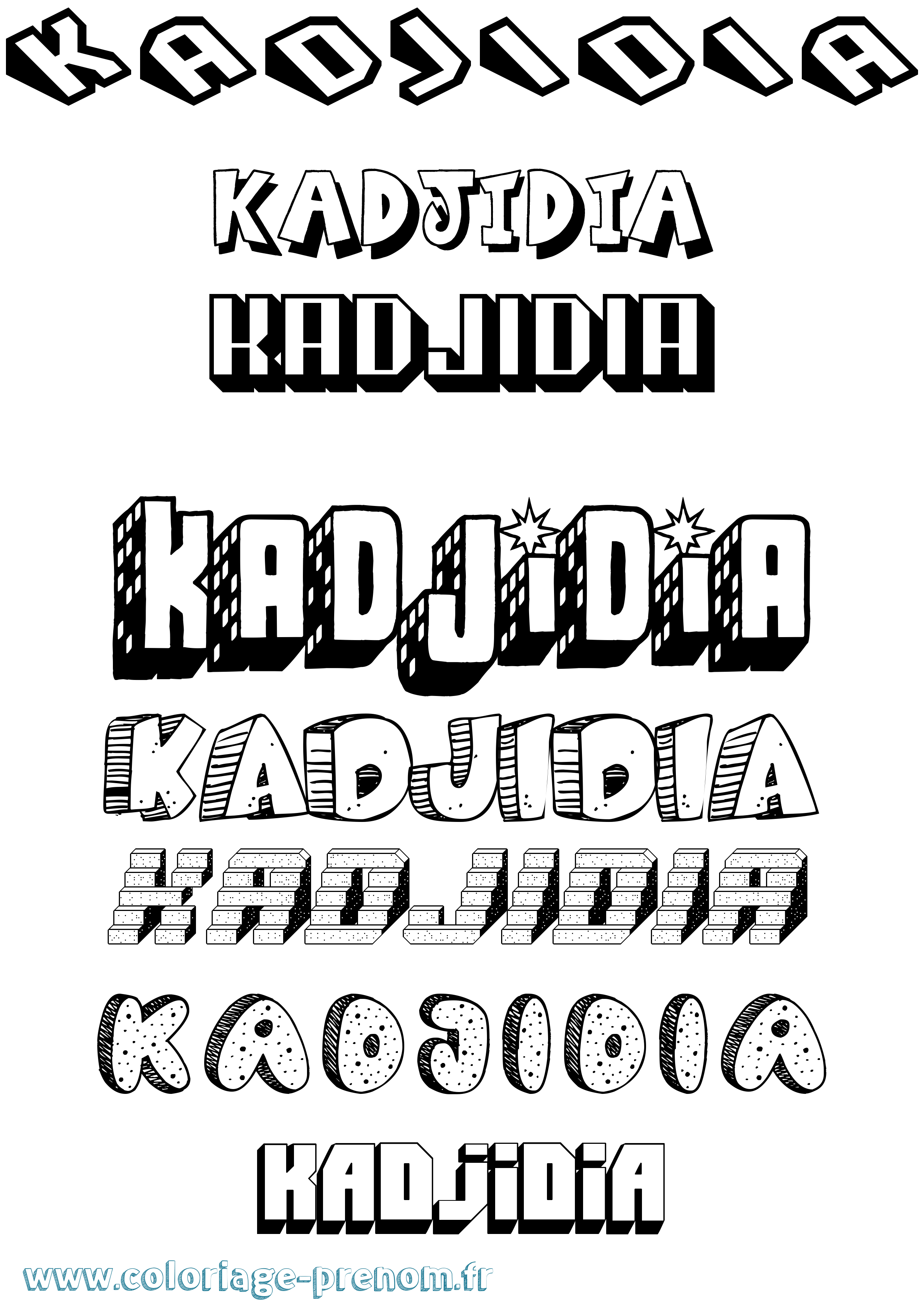Coloriage prénom Kadjidia Effet 3D