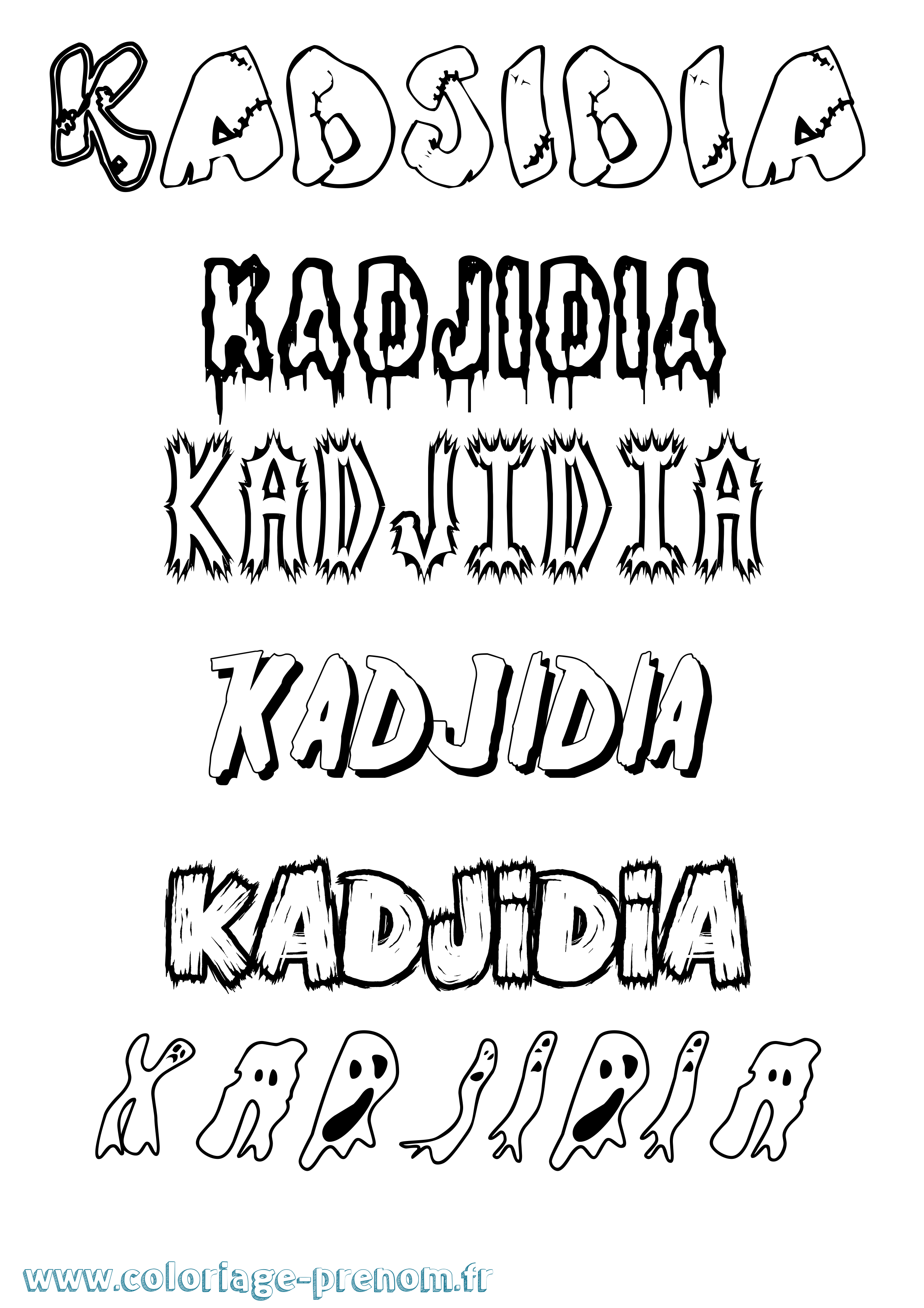 Coloriage Kadjidia Frisson Coloriage prénom Kadjidia Frisson