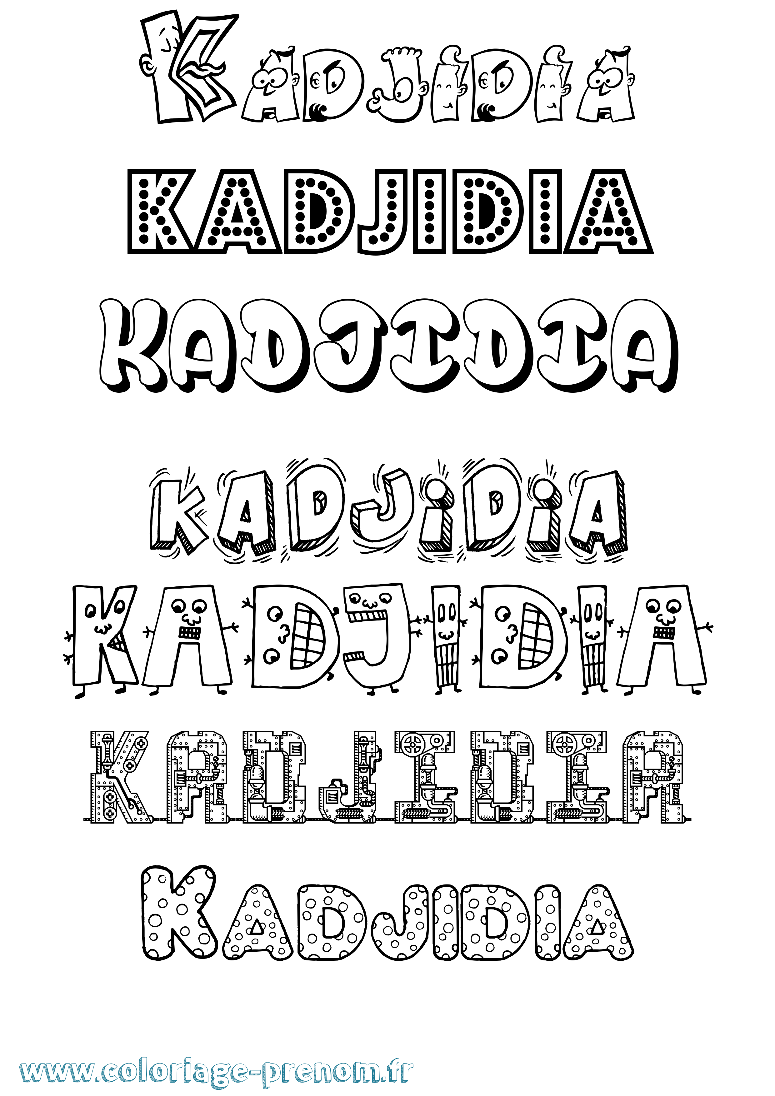 Coloriage prénom Kadjidia Fun