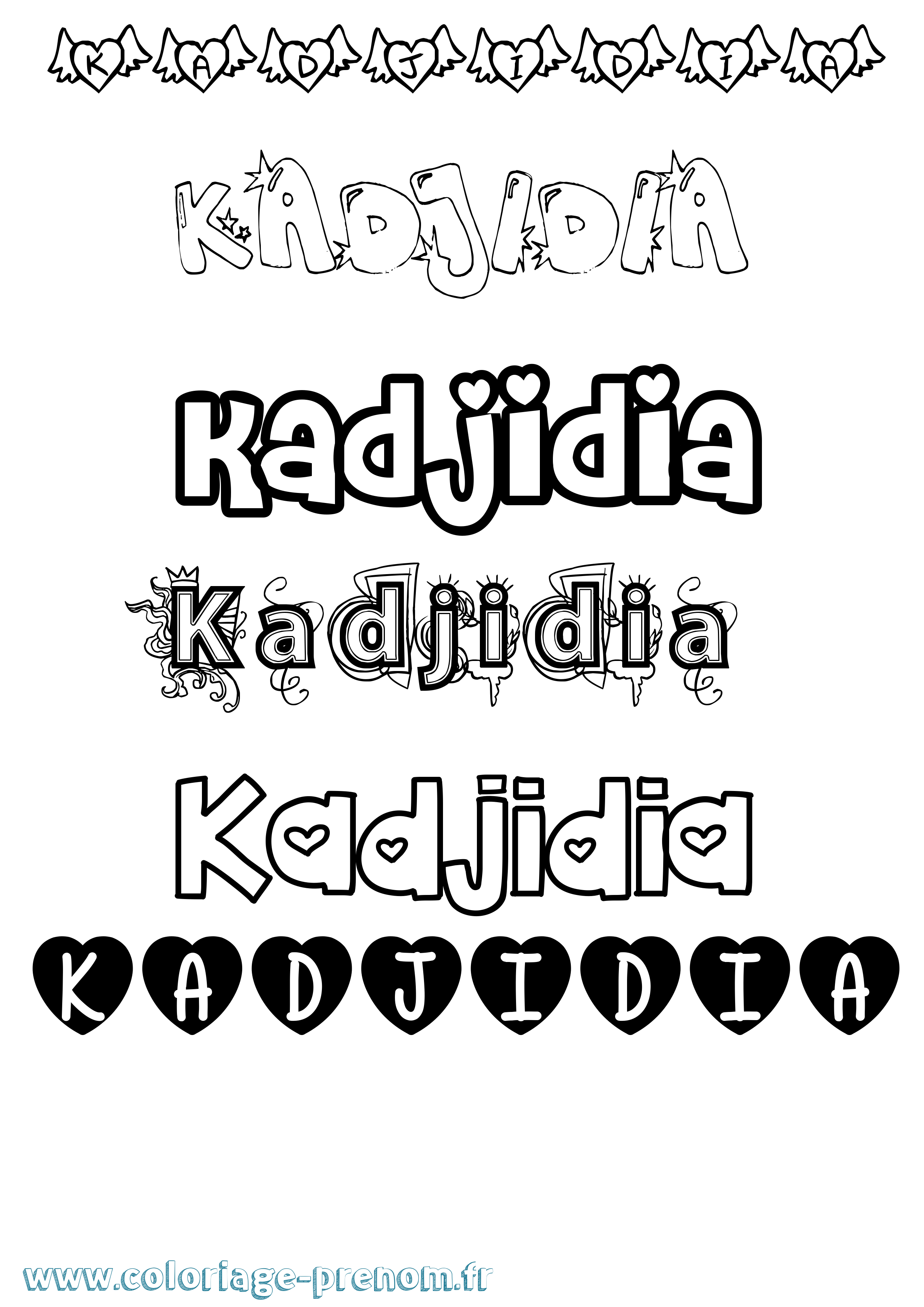 Coloriage prénom Kadjidia Girly