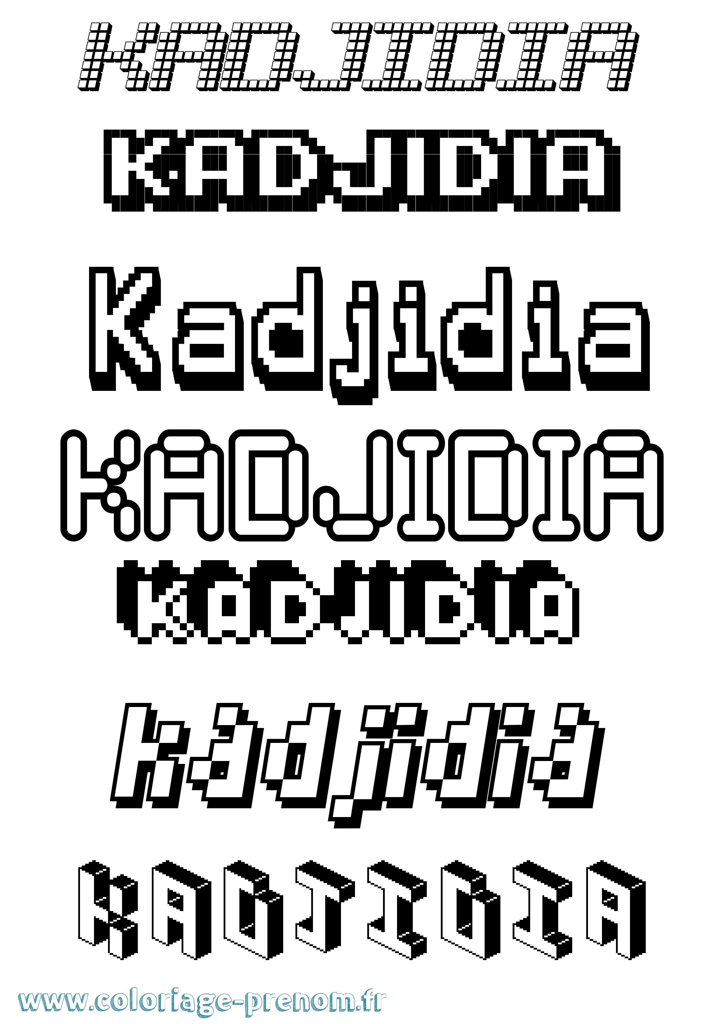 Coloriage prénom Kadjidia Pixel