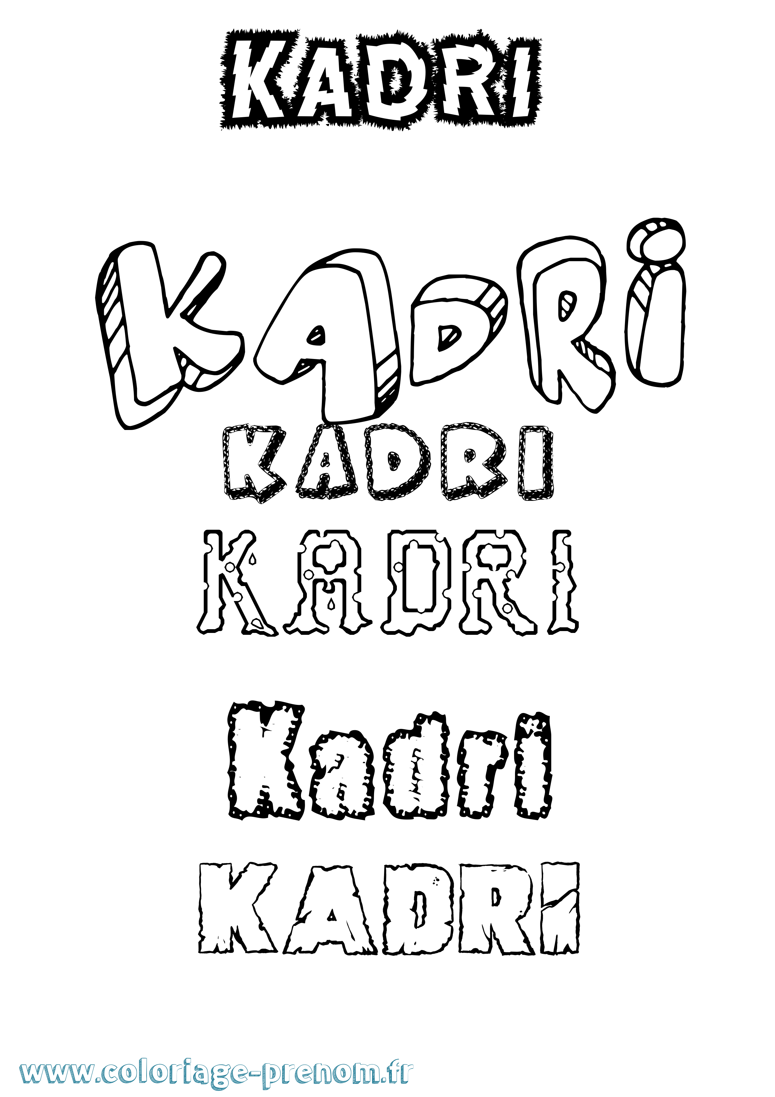 Coloriage prénom Kadri Destructuré