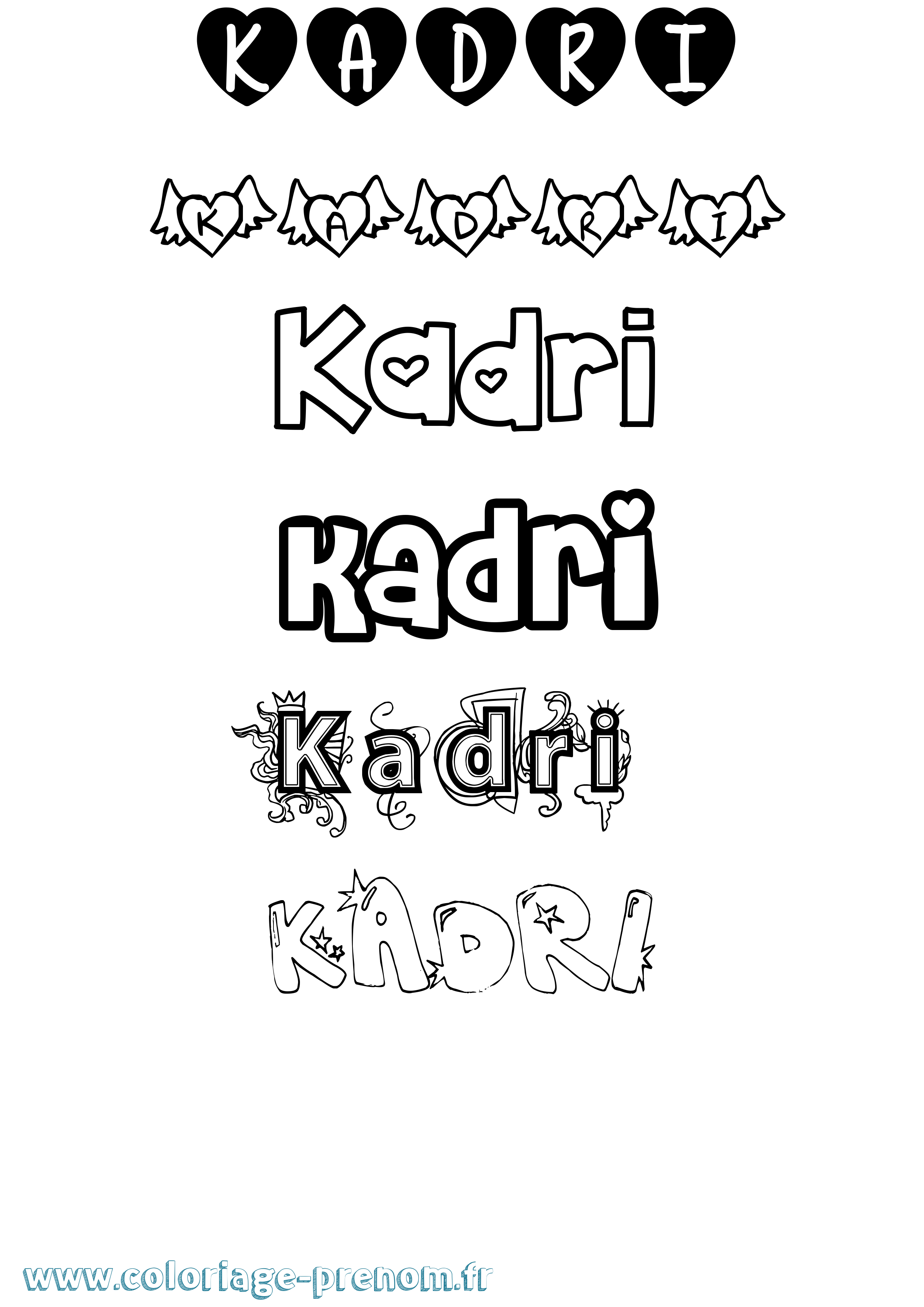Coloriage prénom Kadri Girly