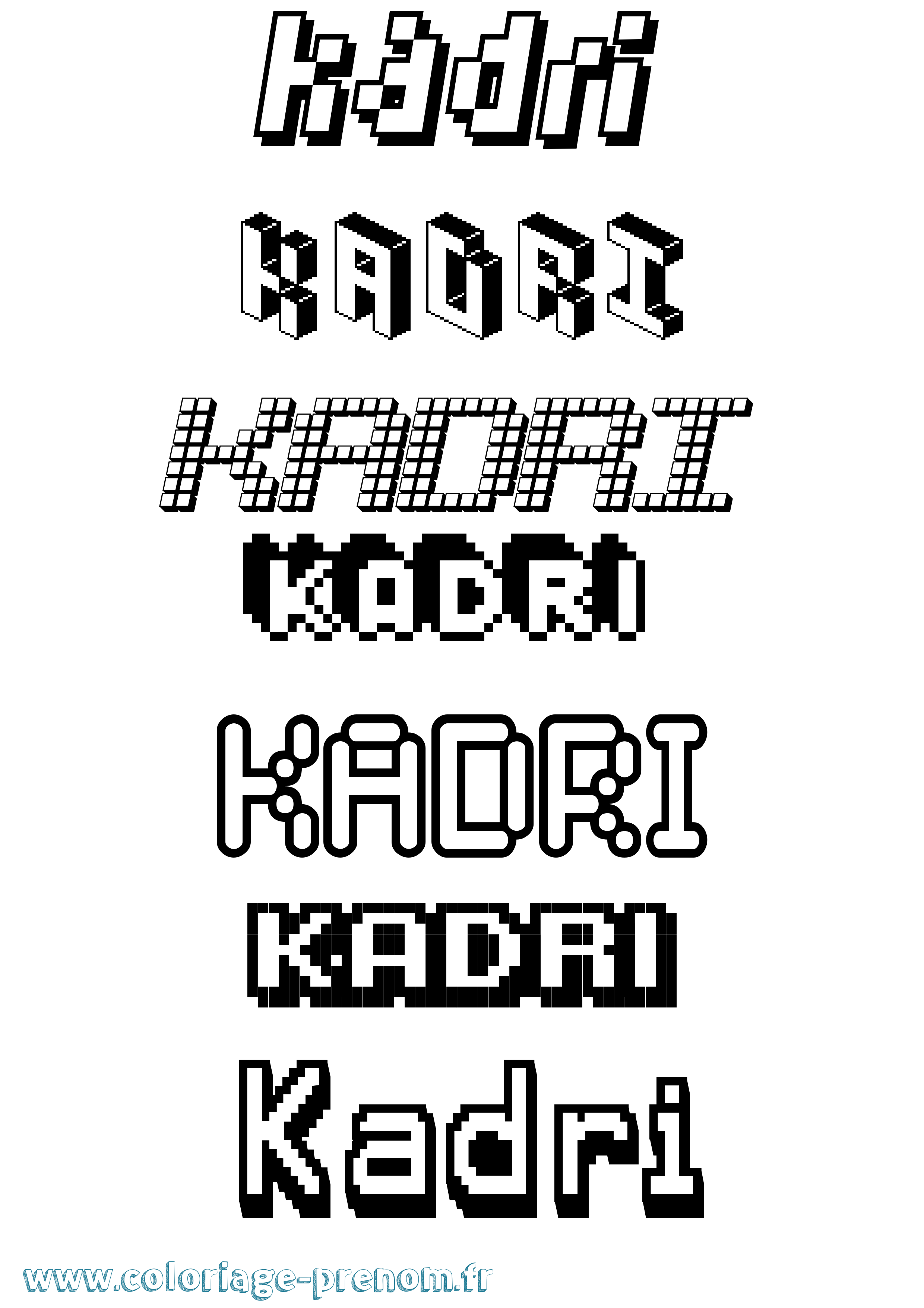 Coloriage prénom Kadri Pixel