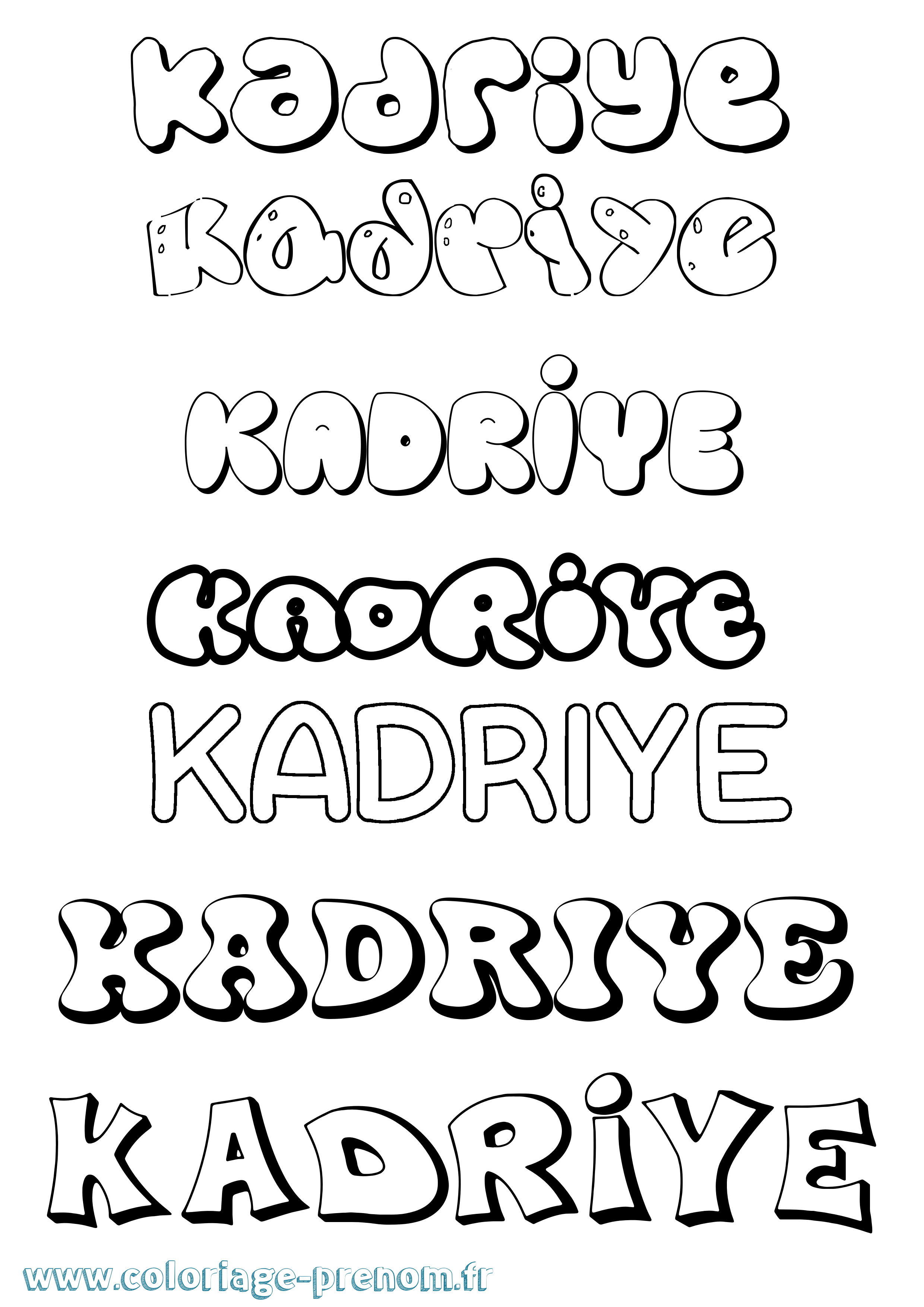 Coloriage prénom Kadriye Bubble