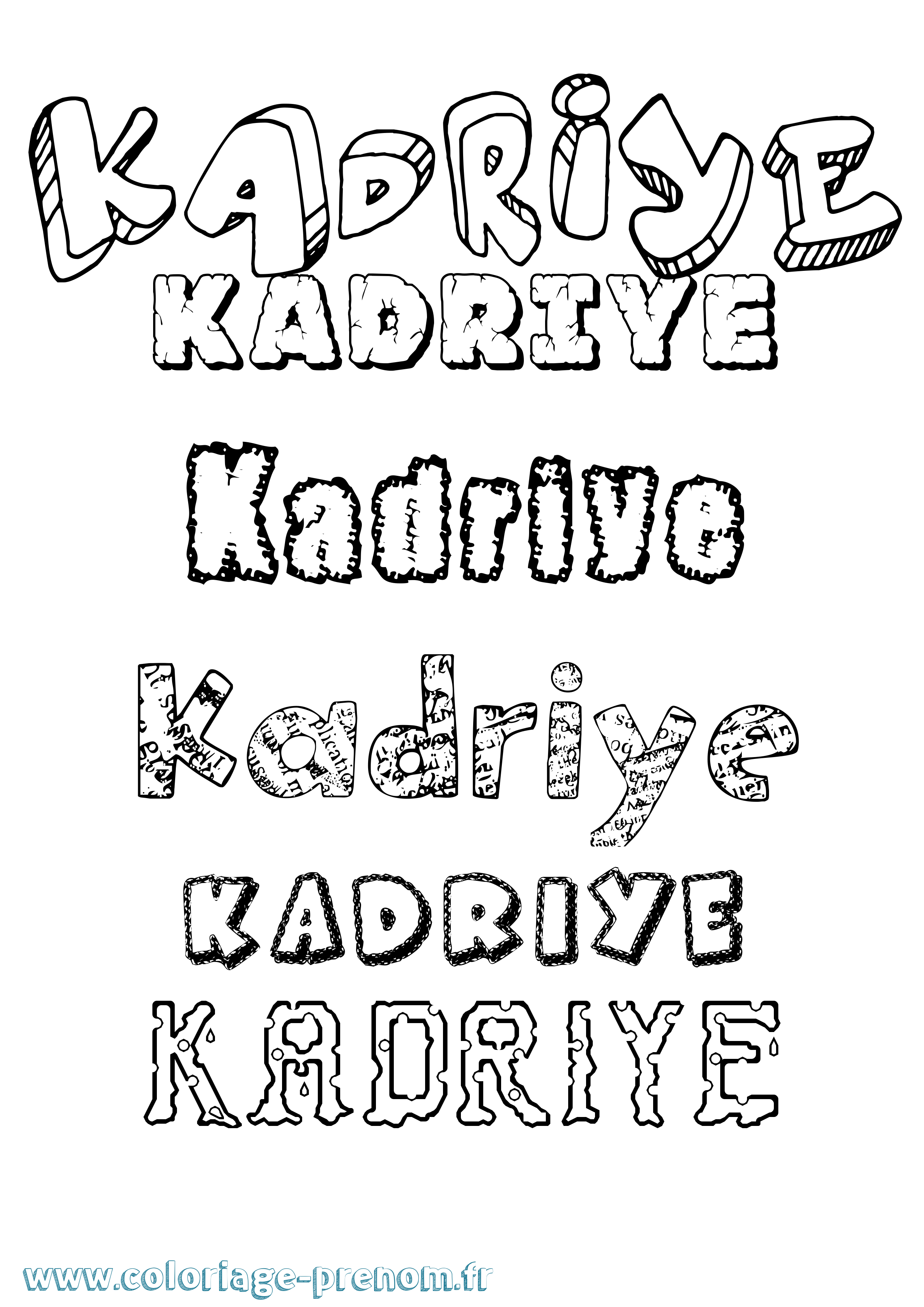 Coloriage prénom Kadriye Destructuré