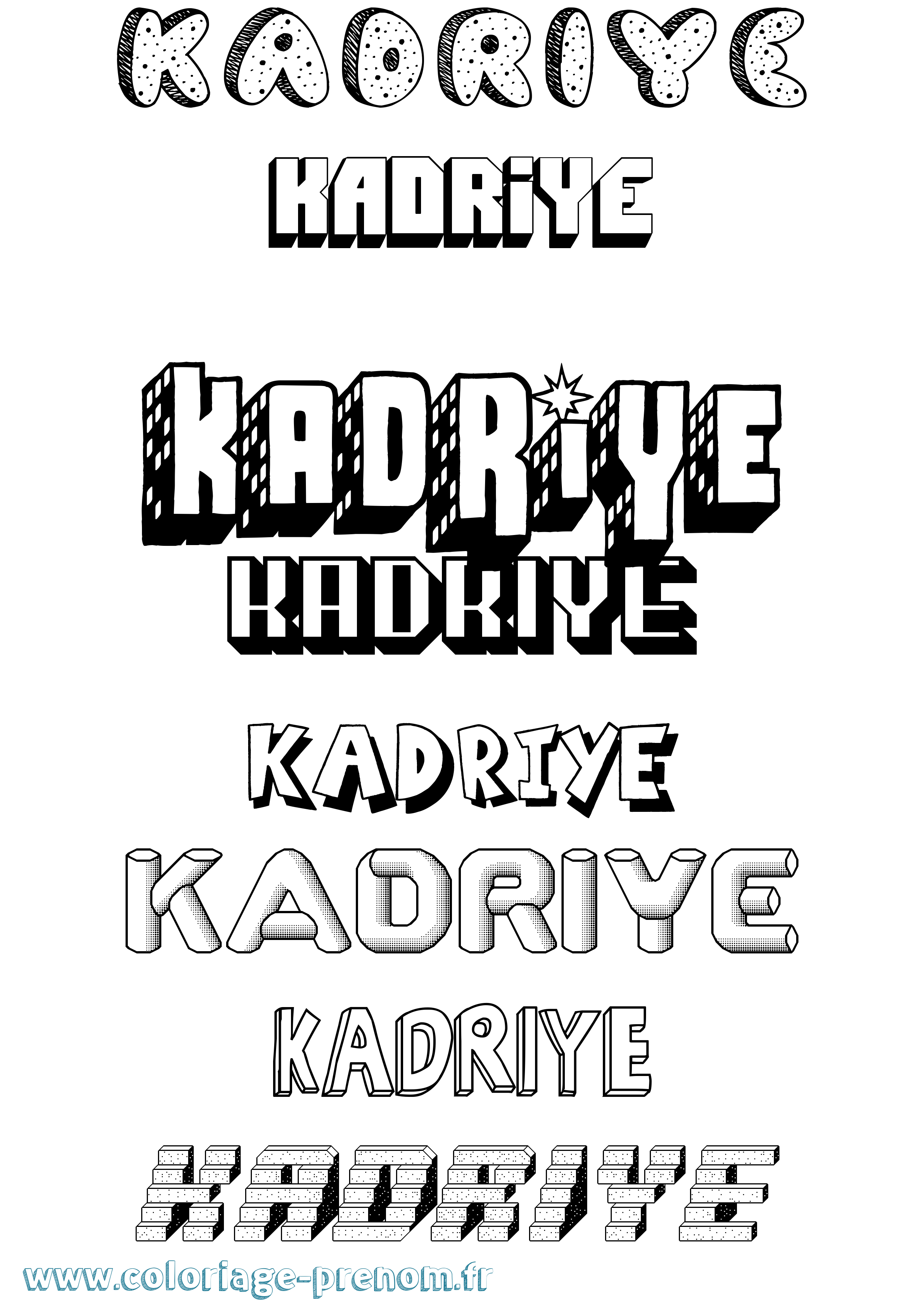 Coloriage prénom Kadriye Effet 3D
