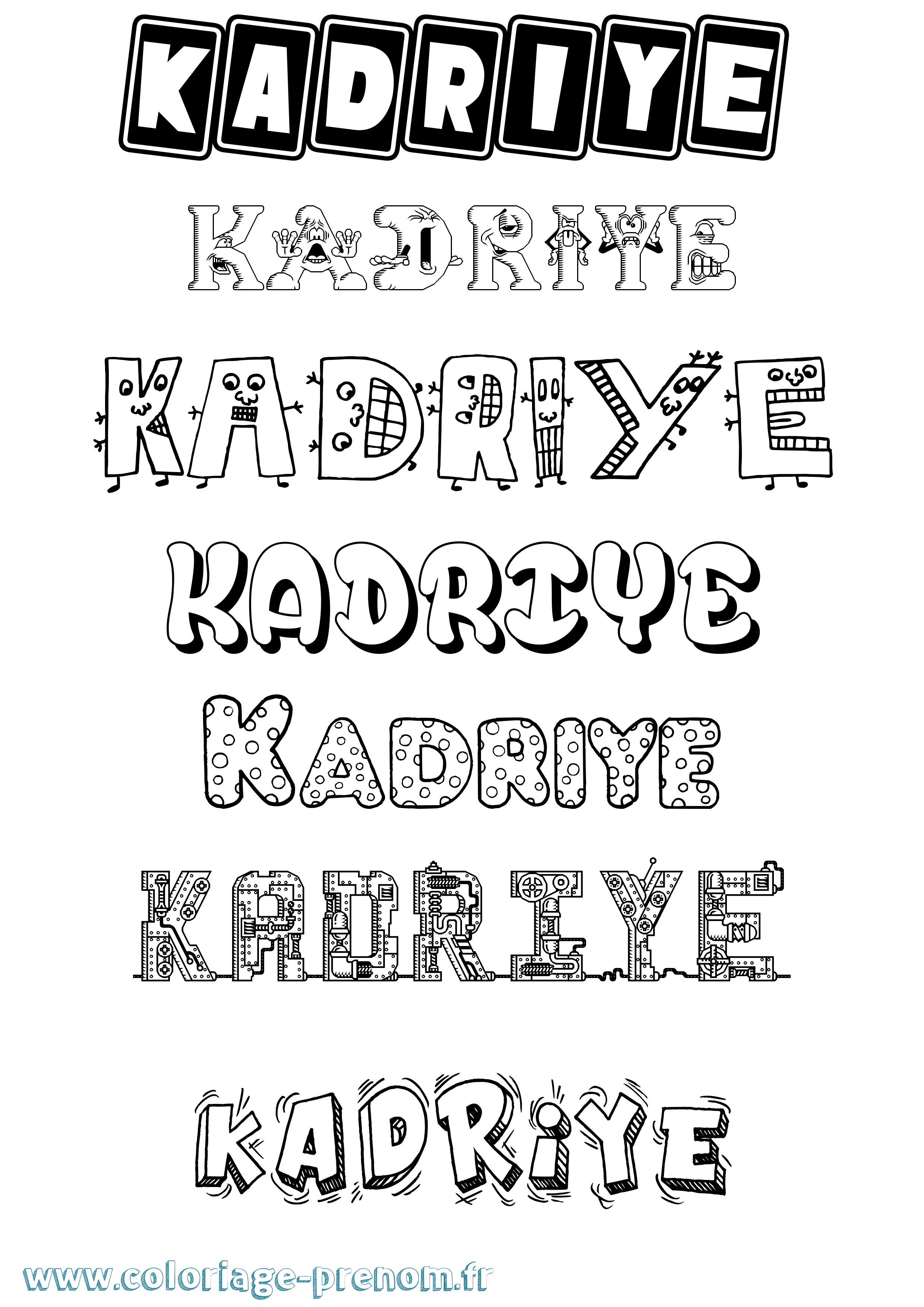 Coloriage prénom Kadriye Fun