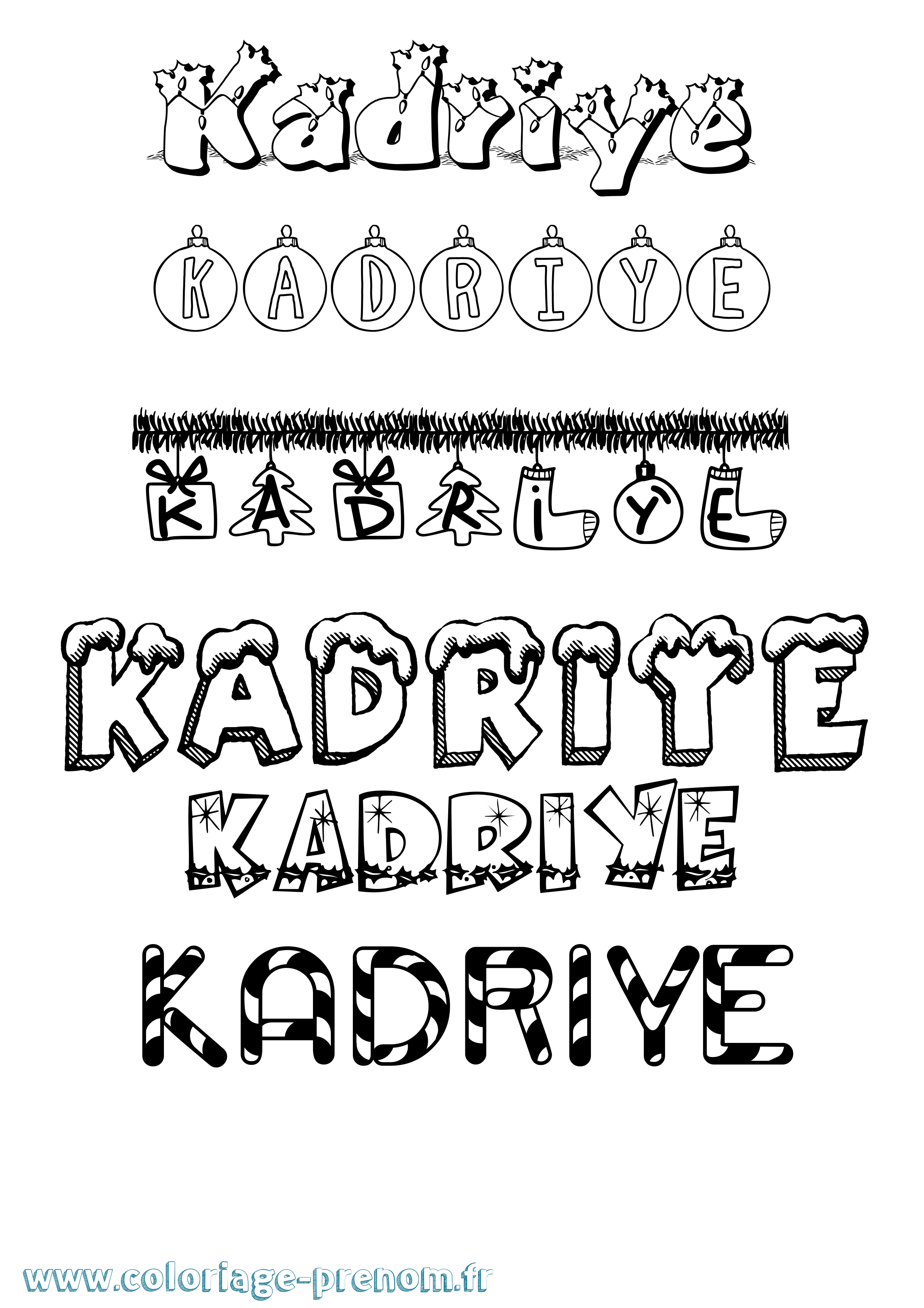 Coloriage prénom Kadriye Noël