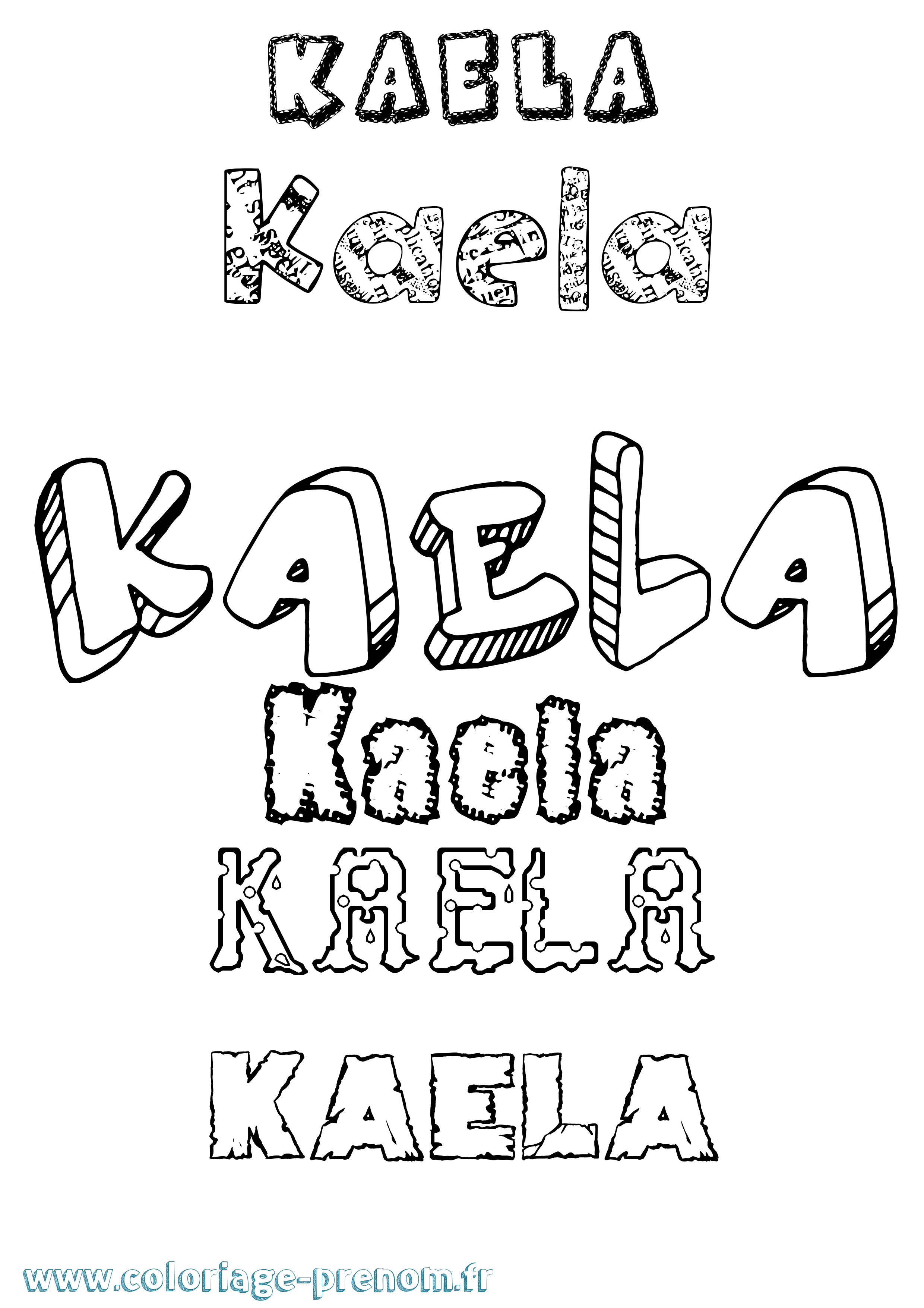 Coloriage prénom Kaela Destructuré