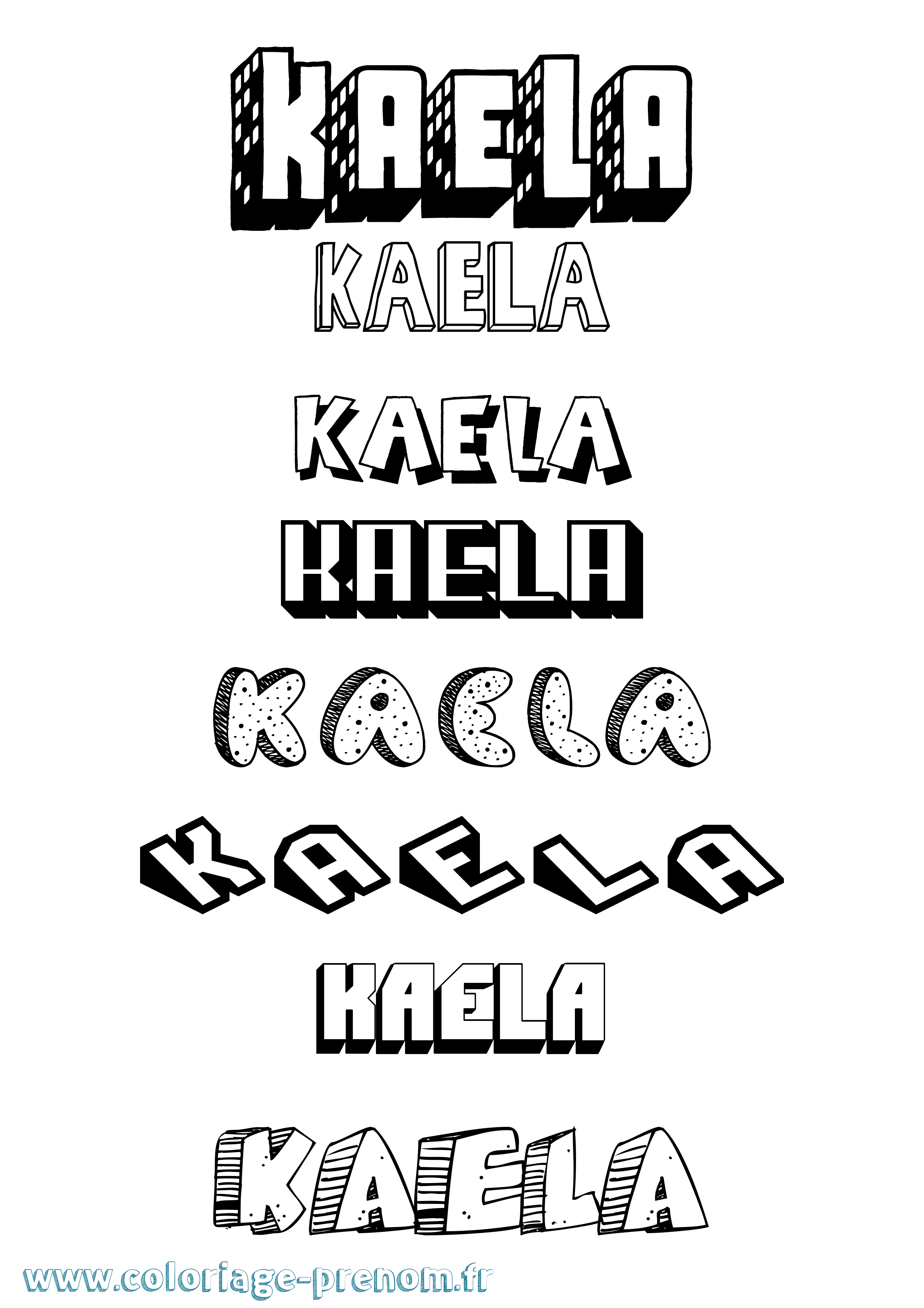 Coloriage prénom Kaela Effet 3D