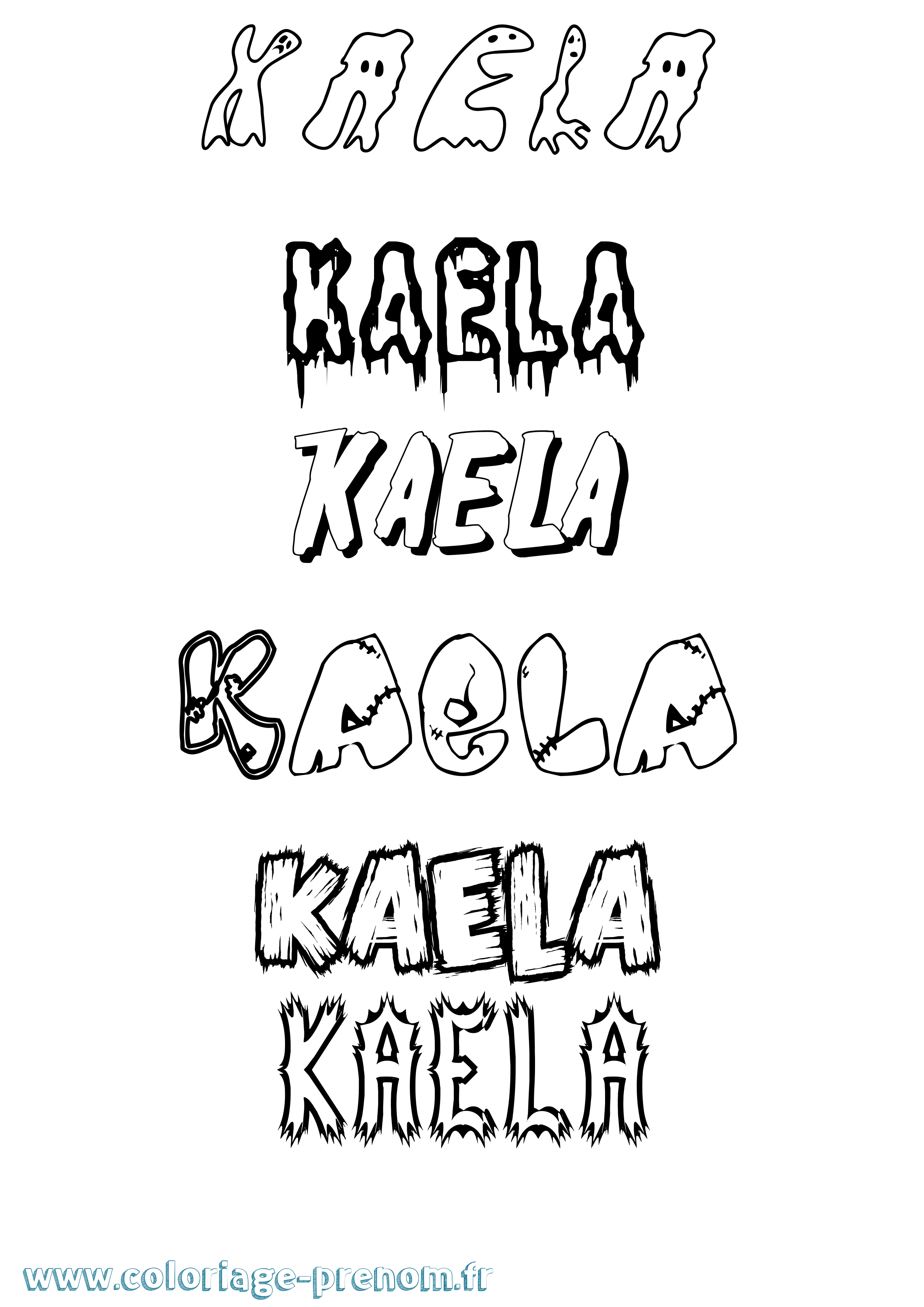 Coloriage prénom Kaela Frisson