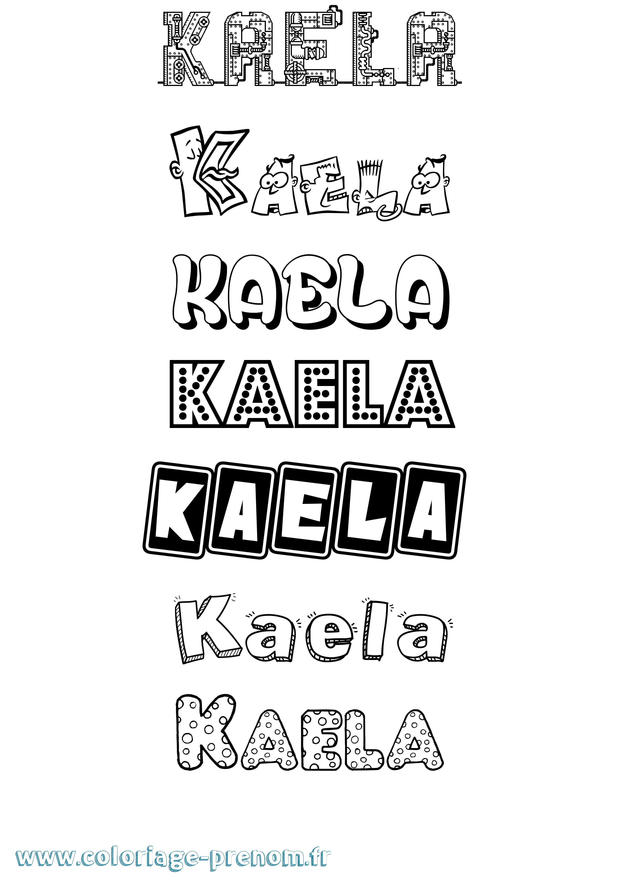 Coloriage prénom Kaela Fun