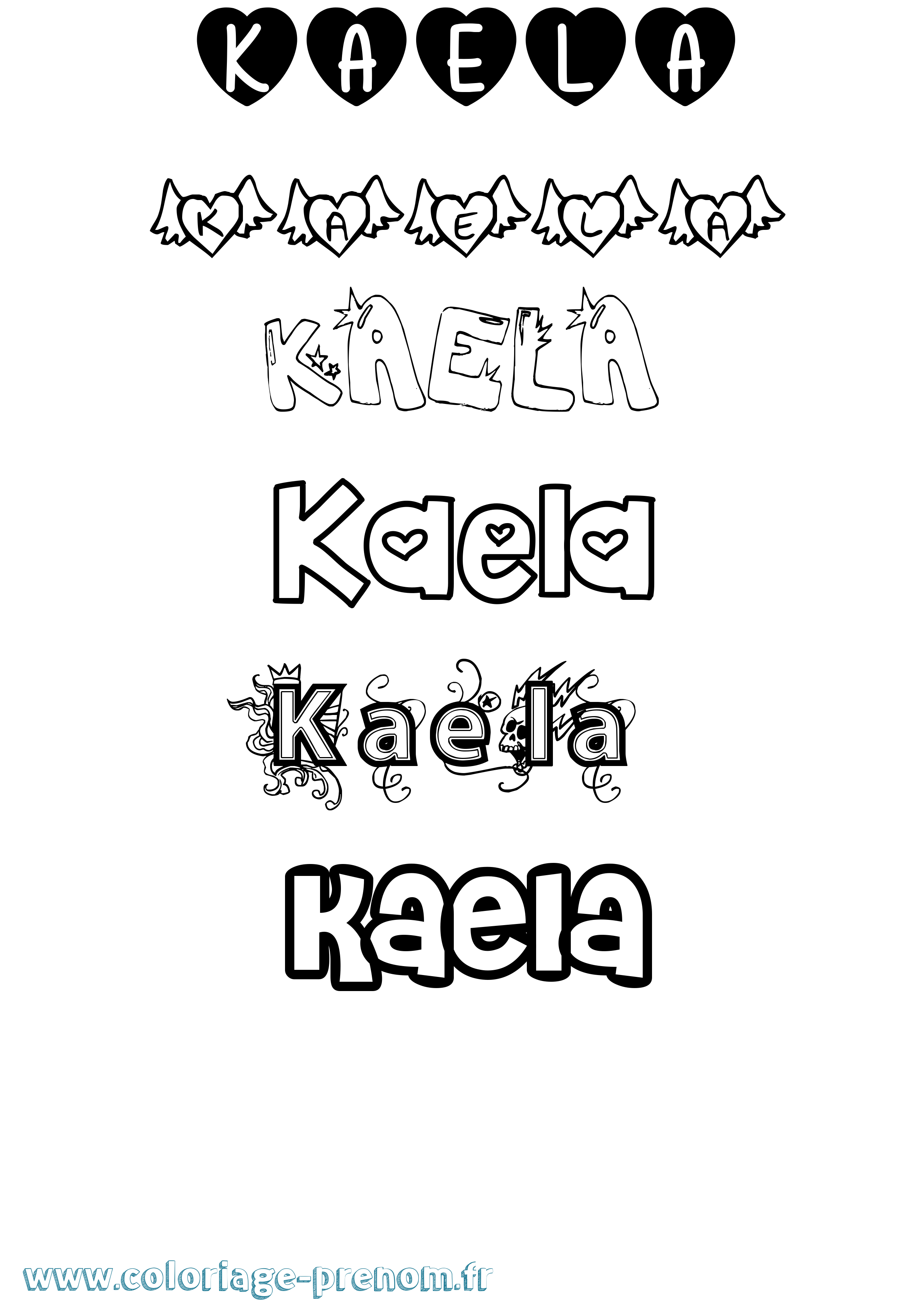 Coloriage prénom Kaela Girly