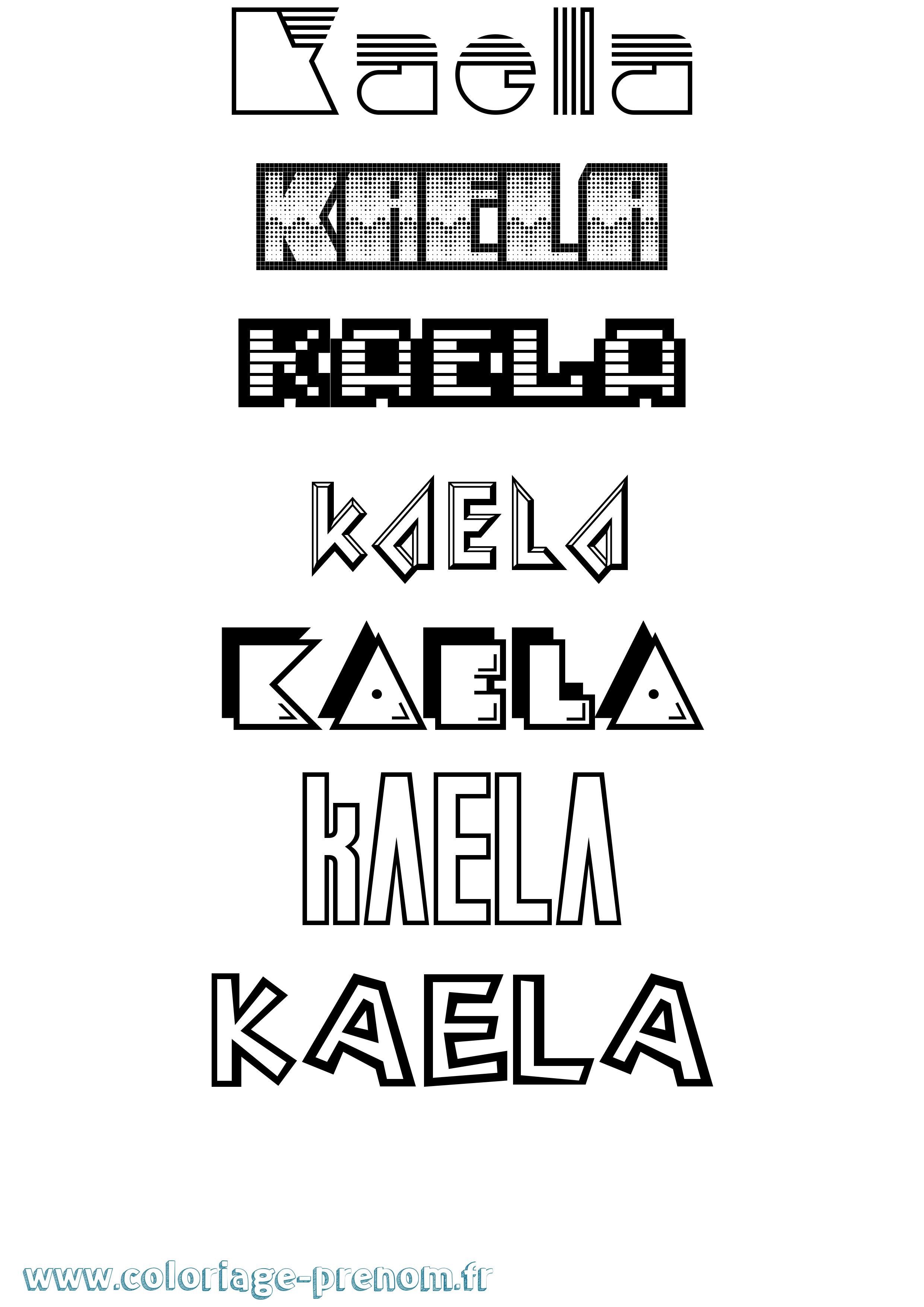 Coloriage prénom Kaela Jeux Vidéos